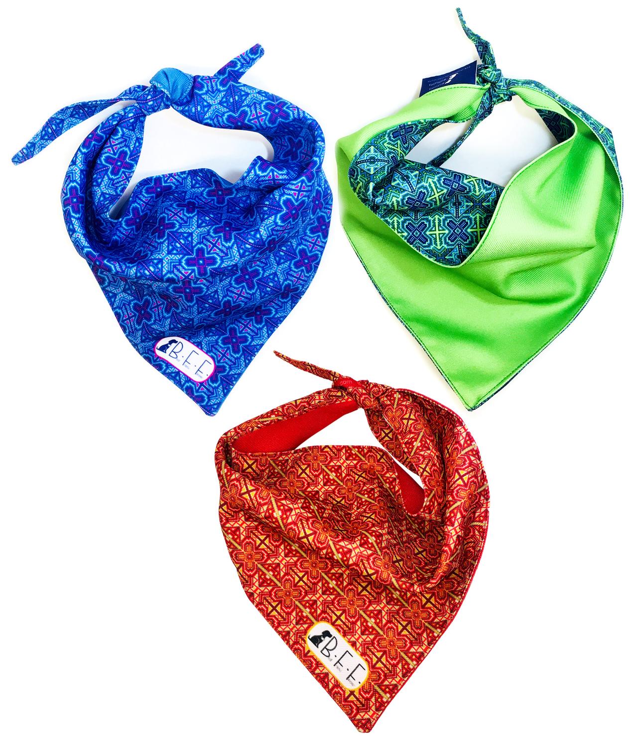 Bandanas Para Perros Set De 3 Piezas Talla Grande - Azul