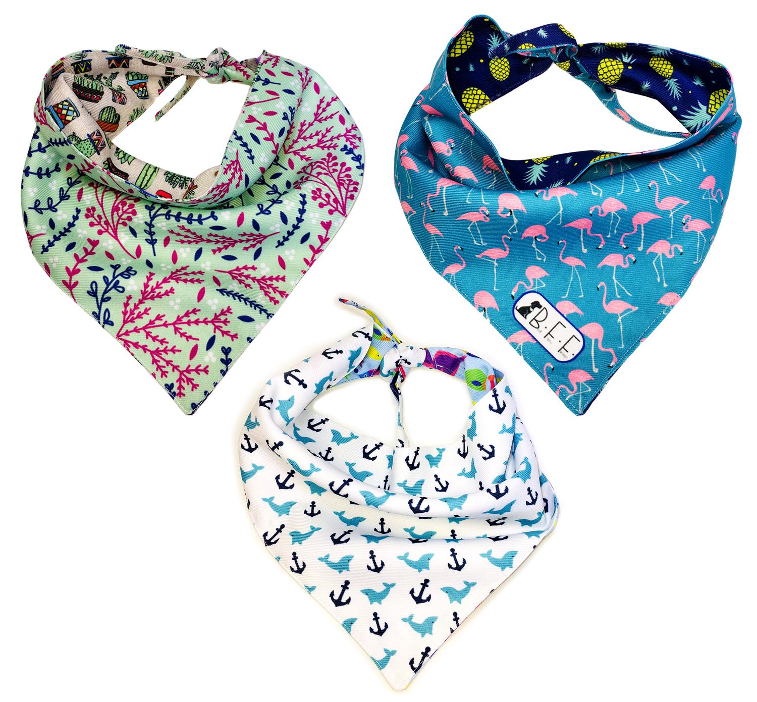 Bandanas Para Perros Set De 3 Piezas Talla Chica - Flamingo