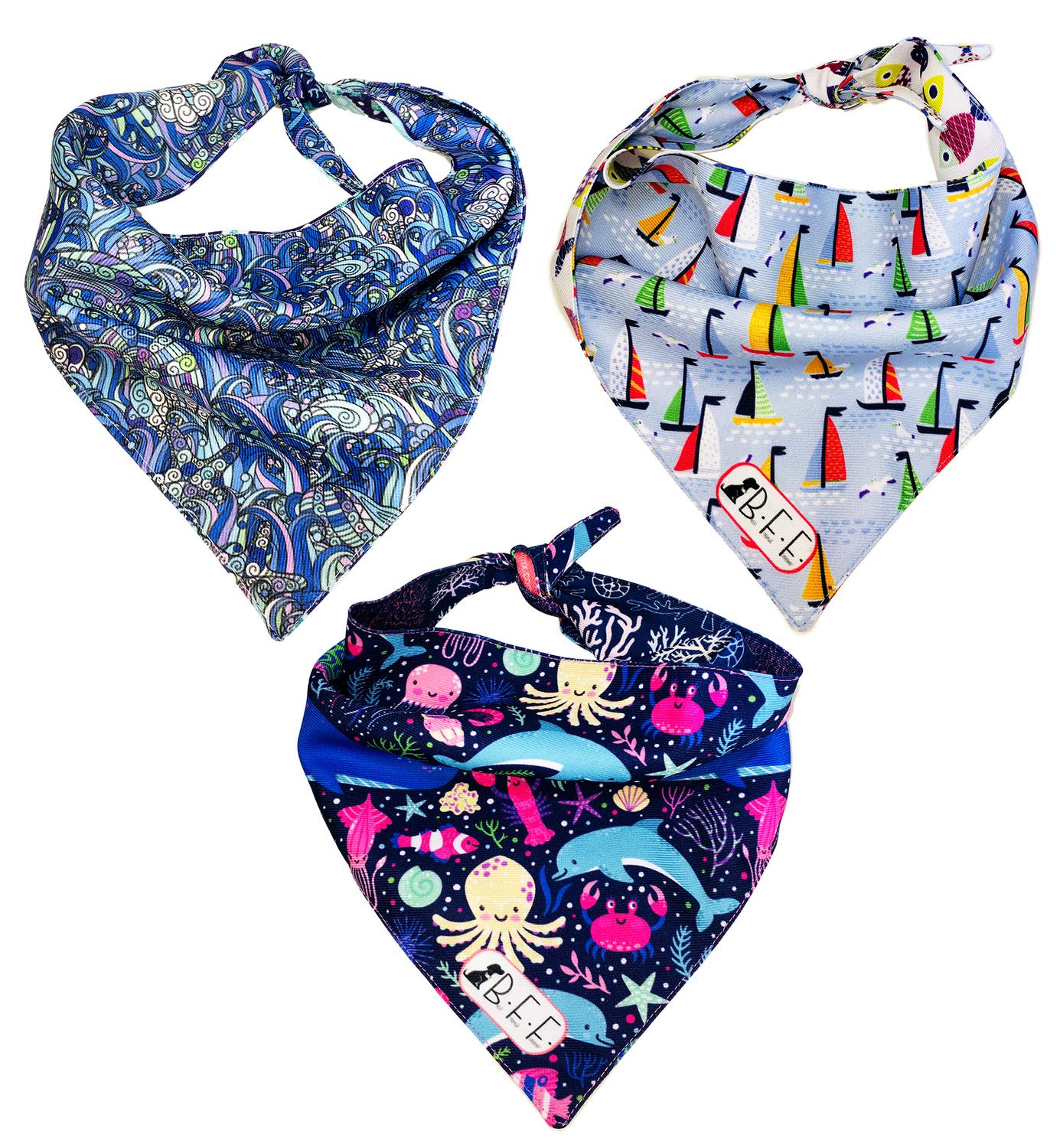 Bandanas Para Perros Set De 3 Piezas Talla Grande - Nautico