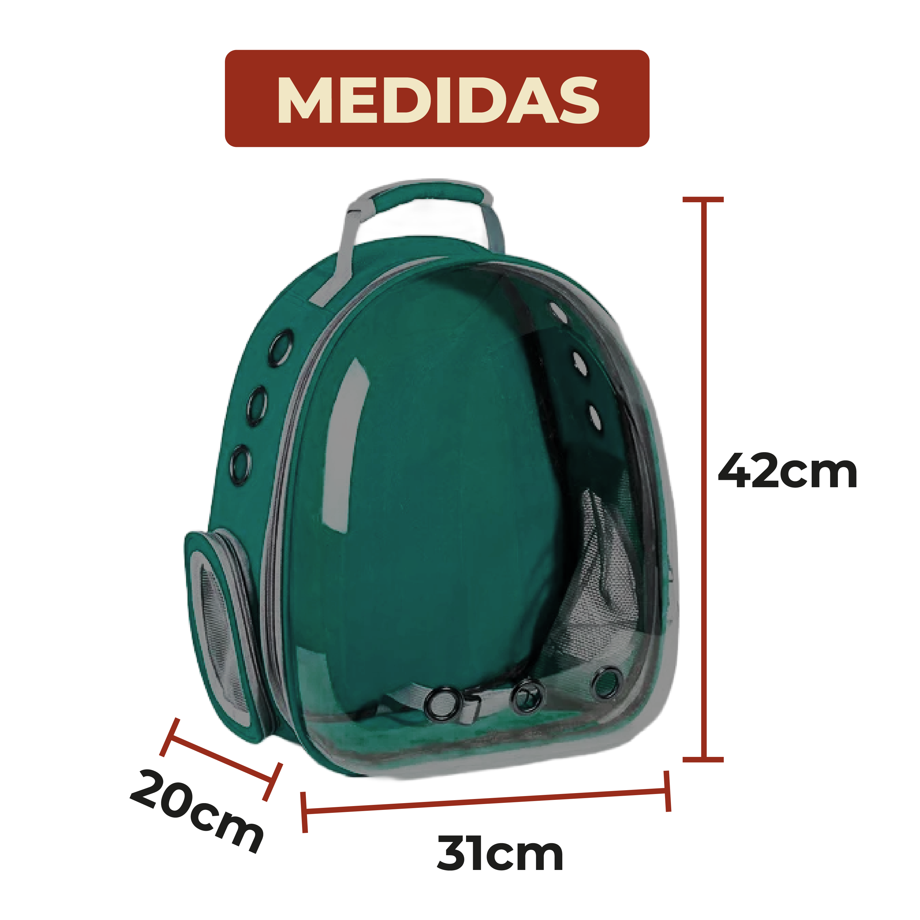 Foto 8 pulgar | Mochila Transportadora Portátil color Verde para Mascotas