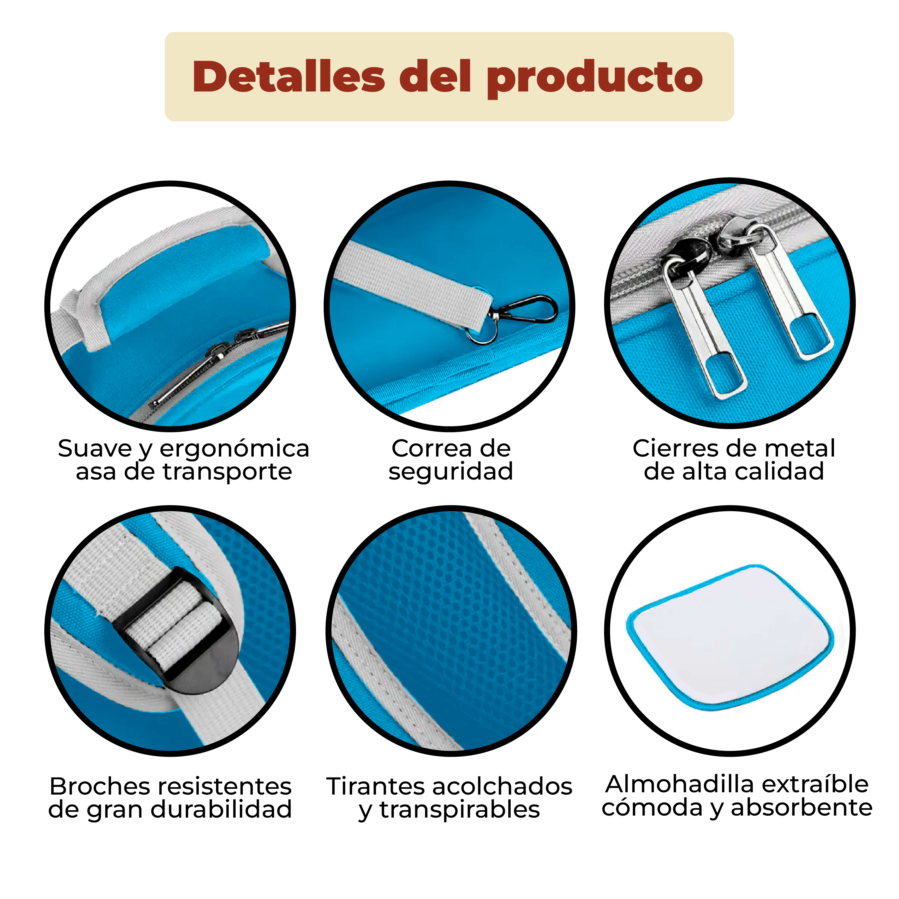 Foto 7 pulgar | Mochila Transportadora Portátil Para Mascotas Color Azul Cielo