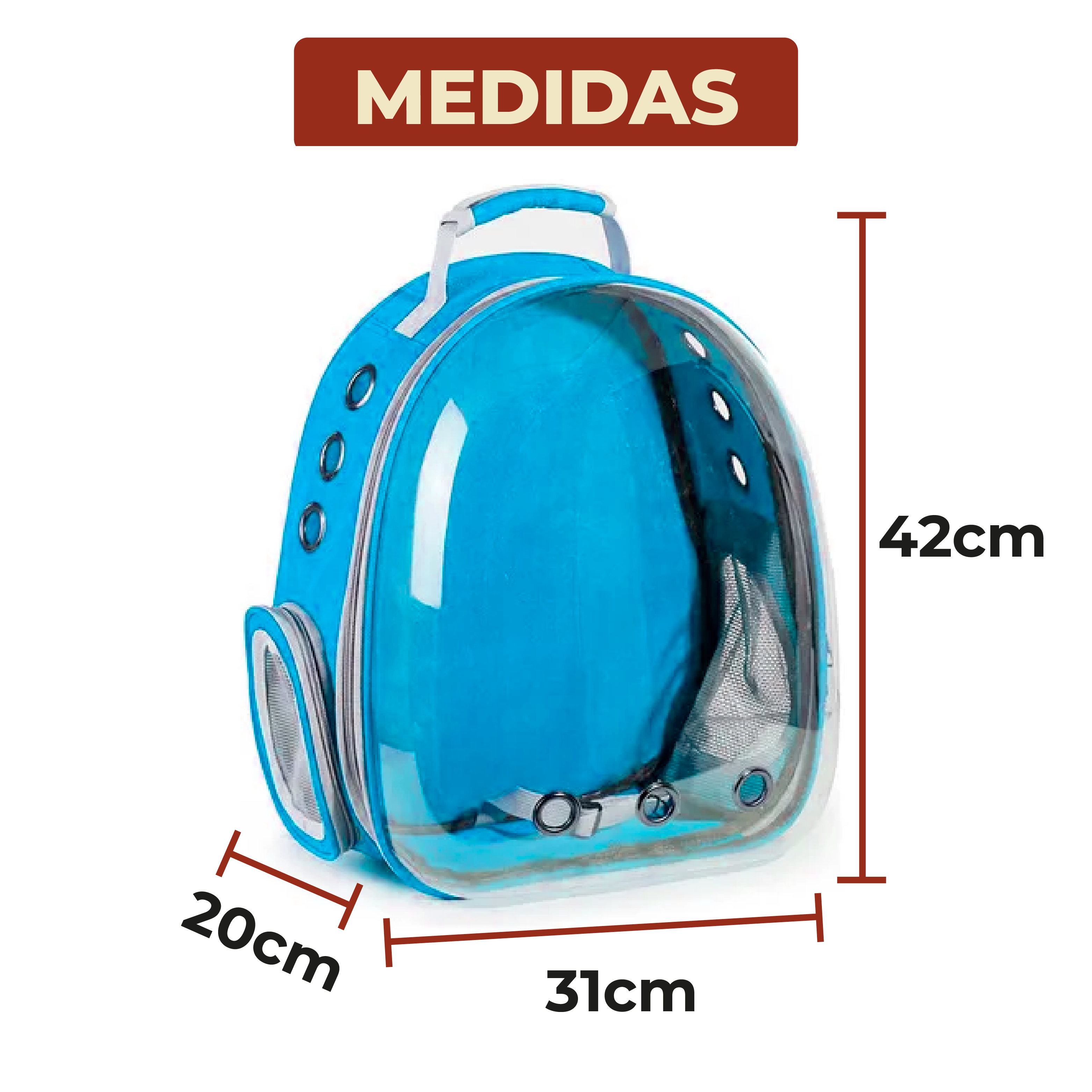 Foto 7 | Mochila Transportadora Portátil Para Mascotas Color Azul Cielo