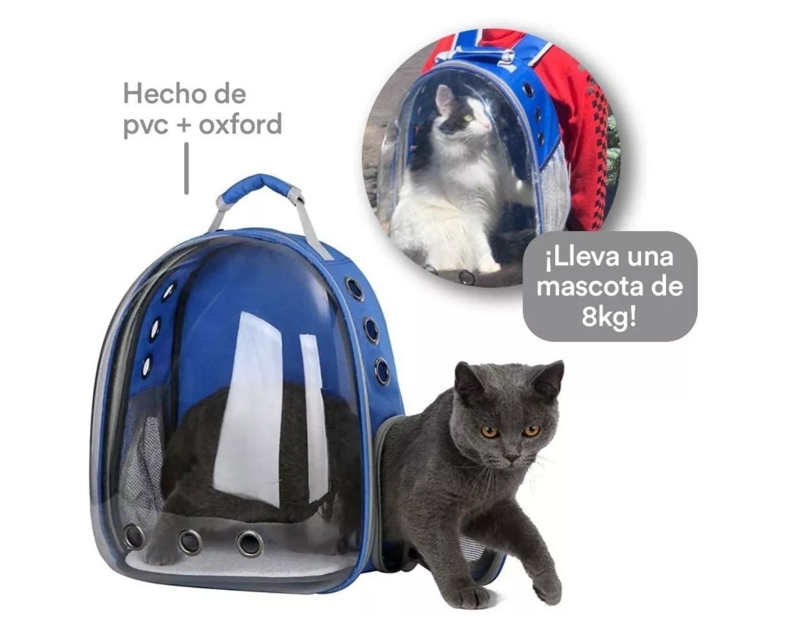 Foto 4 pulgar | Mochila Transportadora Portátil color Azul para Mascotas