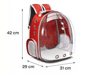 Foto 2 | Mochila Transportadora Portátil Roja para Mascotas