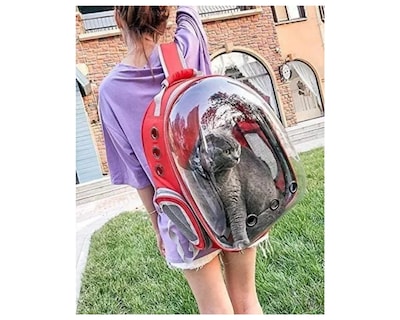 Foto 5 | Mochila Transportadora Portátil Roja para Mascotas