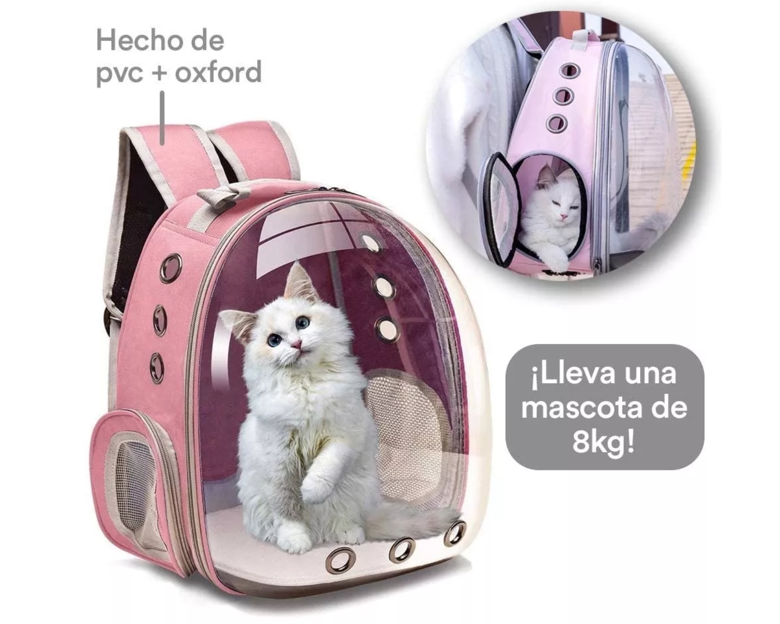 Foto 3 pulgar | Mochila Transportadora Portátil çolor Rosa para Mascotas