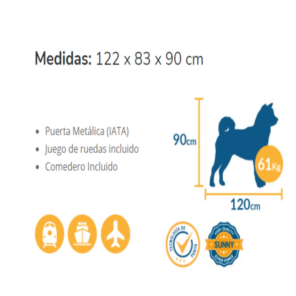 Foto 3 pulgar | Transportadora Mascota para Perro Jumbo Kennel 122x83x90cm Sunny Pets
