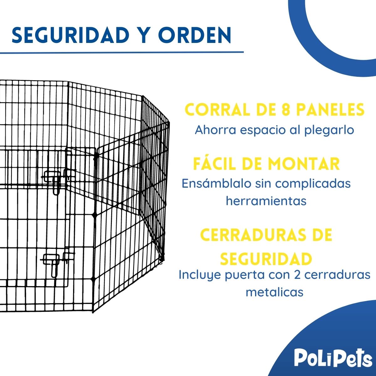 Foto 3 pulgar | Corral para Mascota Poli Pets PP-CM8P-GD Grande de Acero