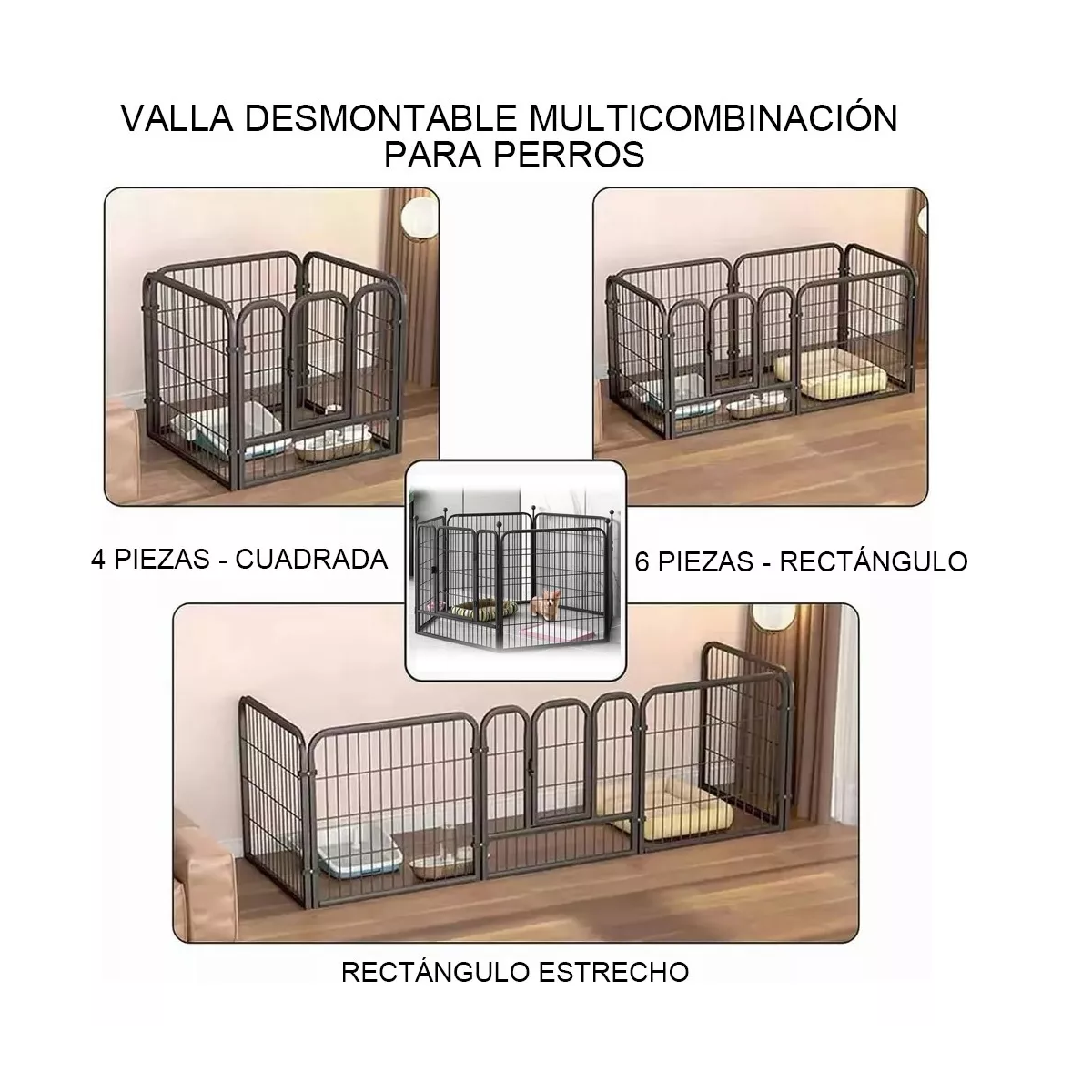 Foto 3 pulgar | Corral Para Perros Armable Varias Mascotas 6 Paneles Eo Safe Imports Esi-14504 Negro