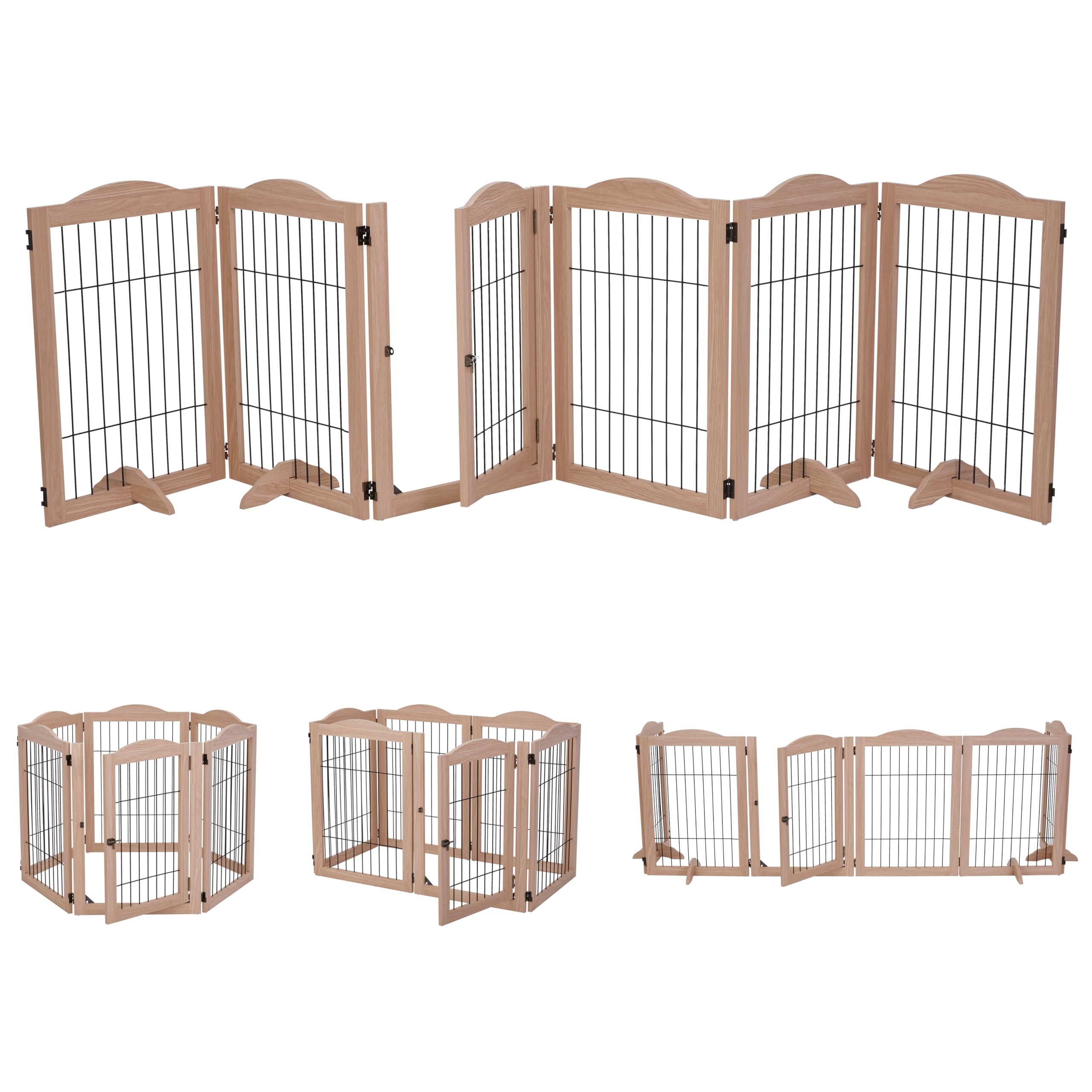 Foto 3 pulgar | Valla De Madera Independiente Dog Gate Arf Pets De 6 Paneles Y 360° - Venta Internacional.
