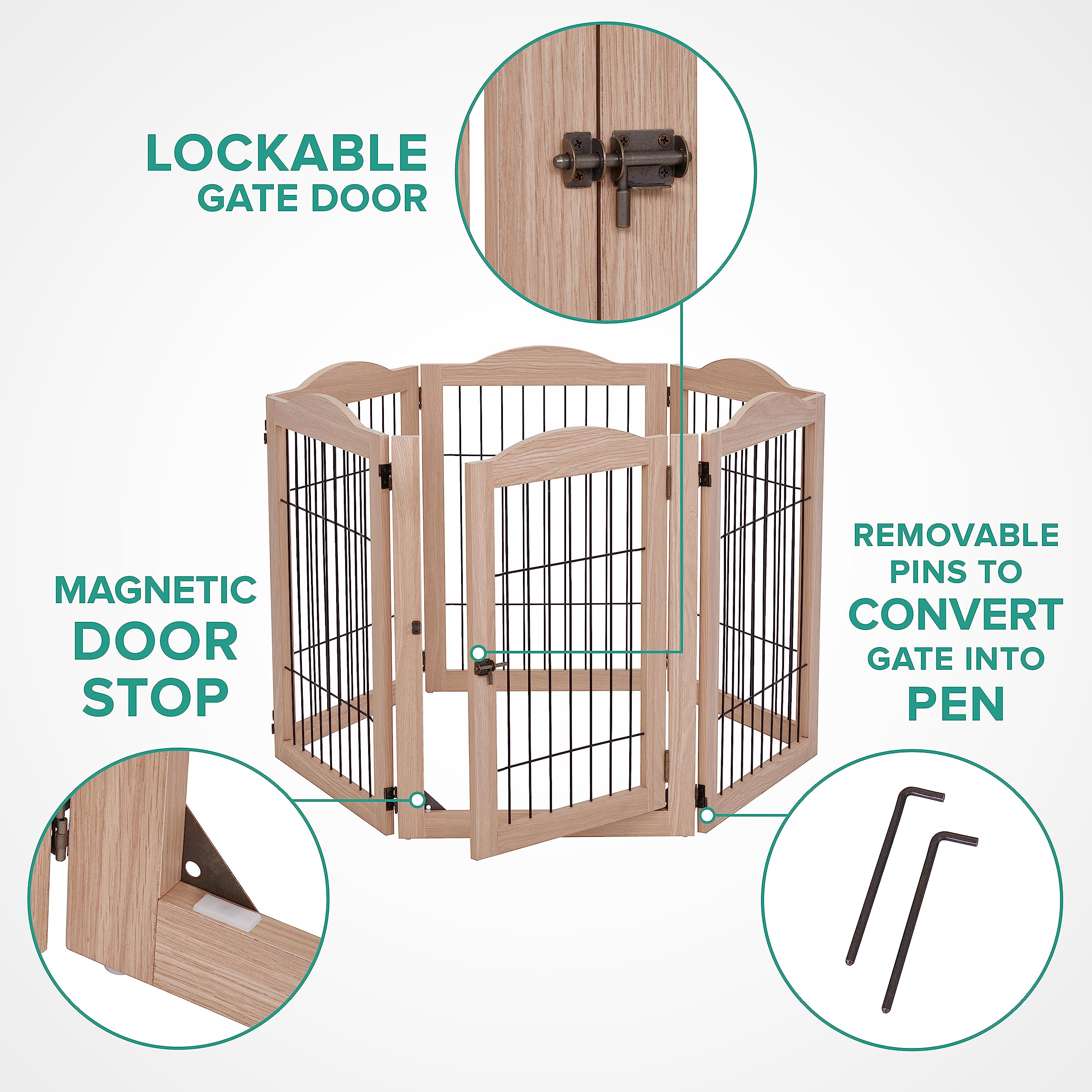 Foto 5 pulgar | Valla De Madera Independiente Dog Gate Arf Pets De 6 Paneles Y 360° - Venta Internacional.