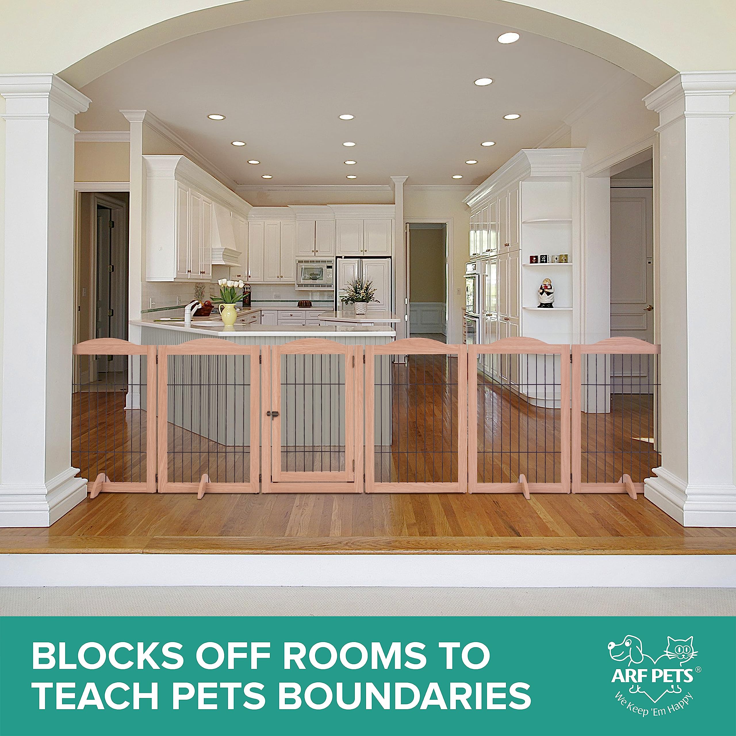 Foto 5 | Valla De Madera Independiente Dog Gate Arf Pets De 6 Paneles Y 360° - Venta Internacional.