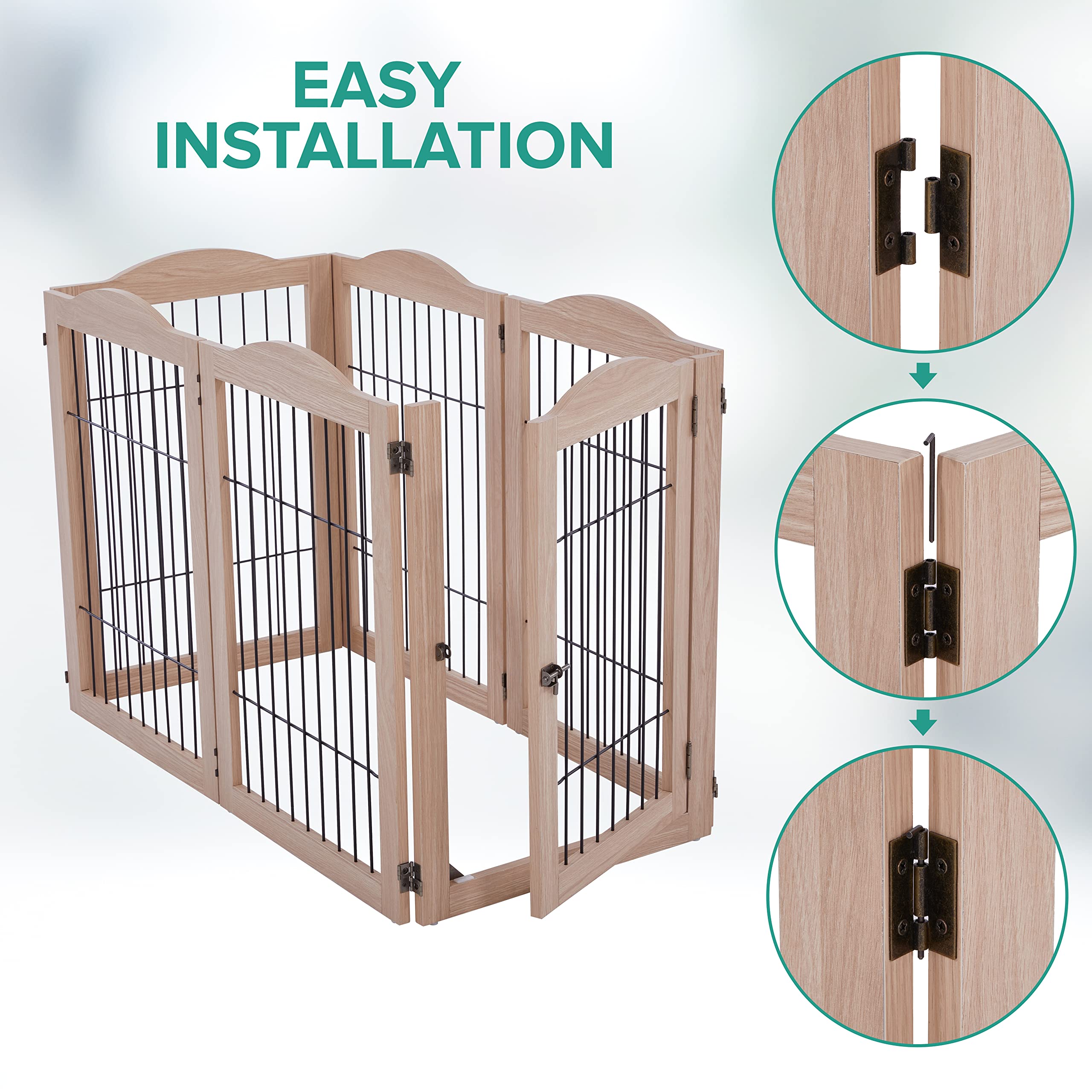 Foto 6 pulgar | Valla De Alambre De Madera Independiente De 360° Para Perros Arf Pets, 40 X 80 Cm - Venta Internacional.