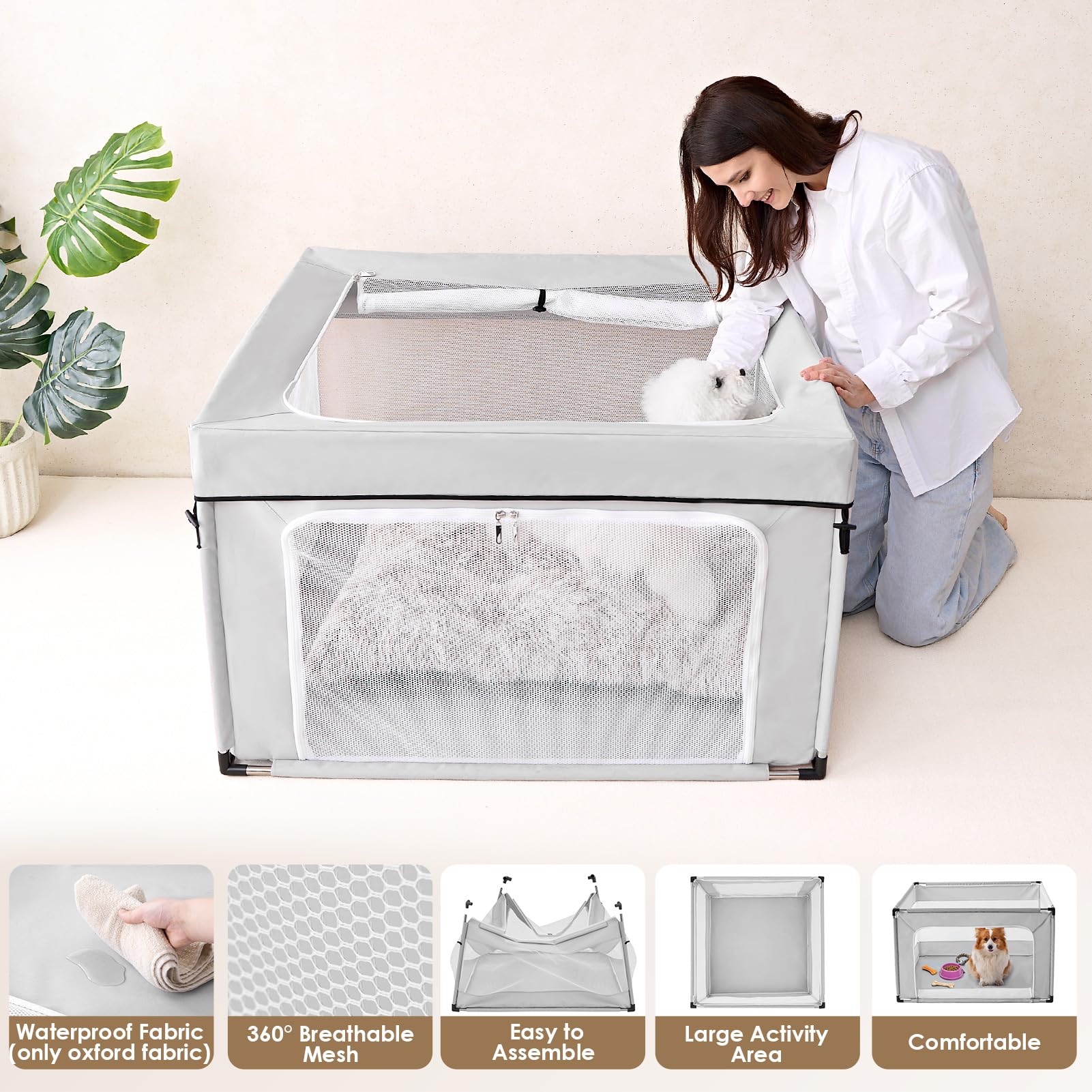 Foto 4 pulgar | Puppy Playpen Eheyciga 107 X 107 X 66 Cm Para Interiores Y Exteriores Para Mascotas - Venta Internacional.