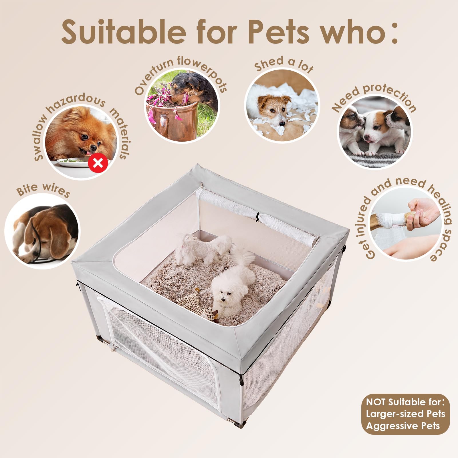 Foto 5 pulgar | Puppy Playpen Eheyciga 107 X 107 X 66 Cm Para Interiores Y Exteriores Para Mascotas - Venta Internacional.