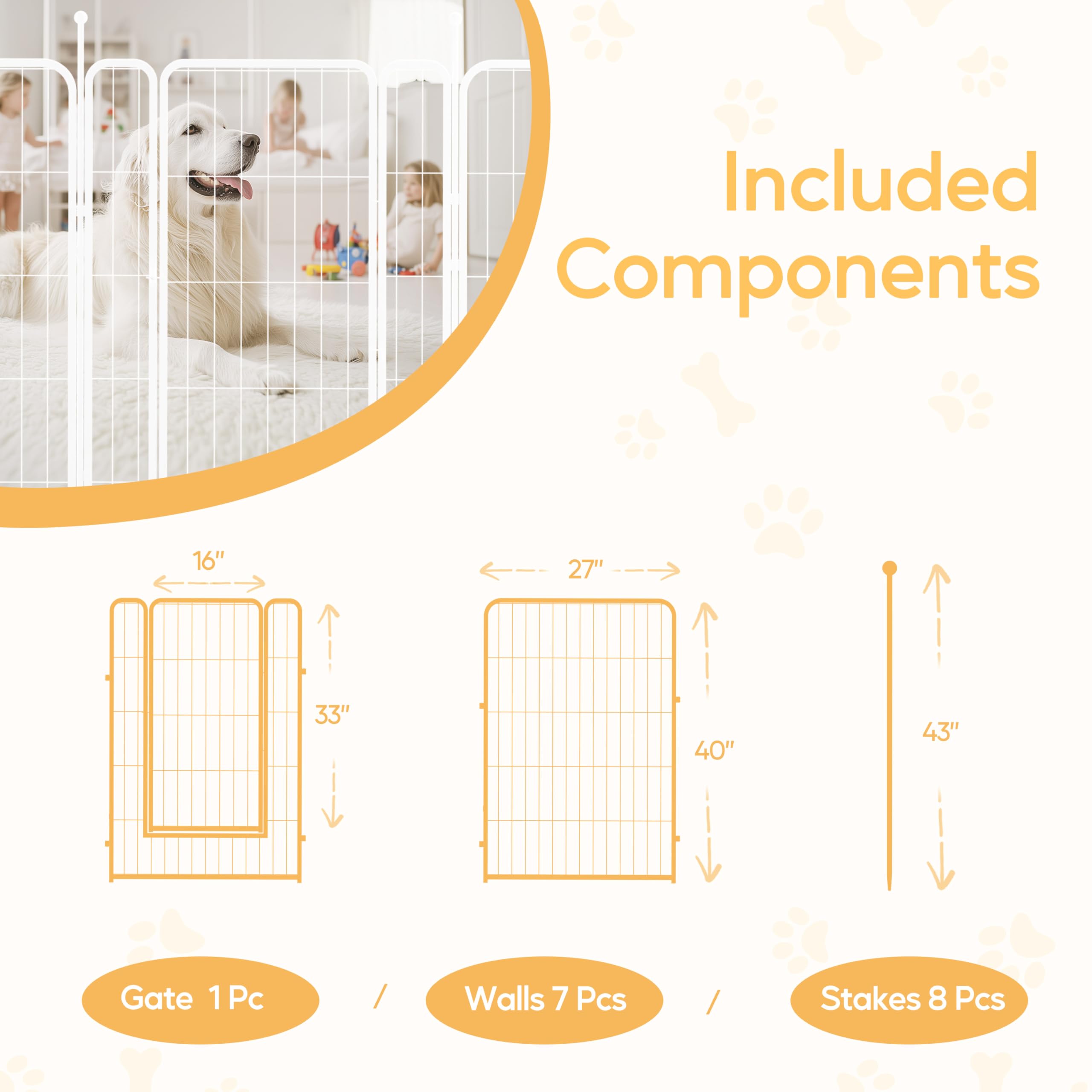 Foto 3 | Parque Infantil Para Perros Simple Deluxe, 40 Cm, 8 Paneles, Blanco Pesado - Venta Internacional.