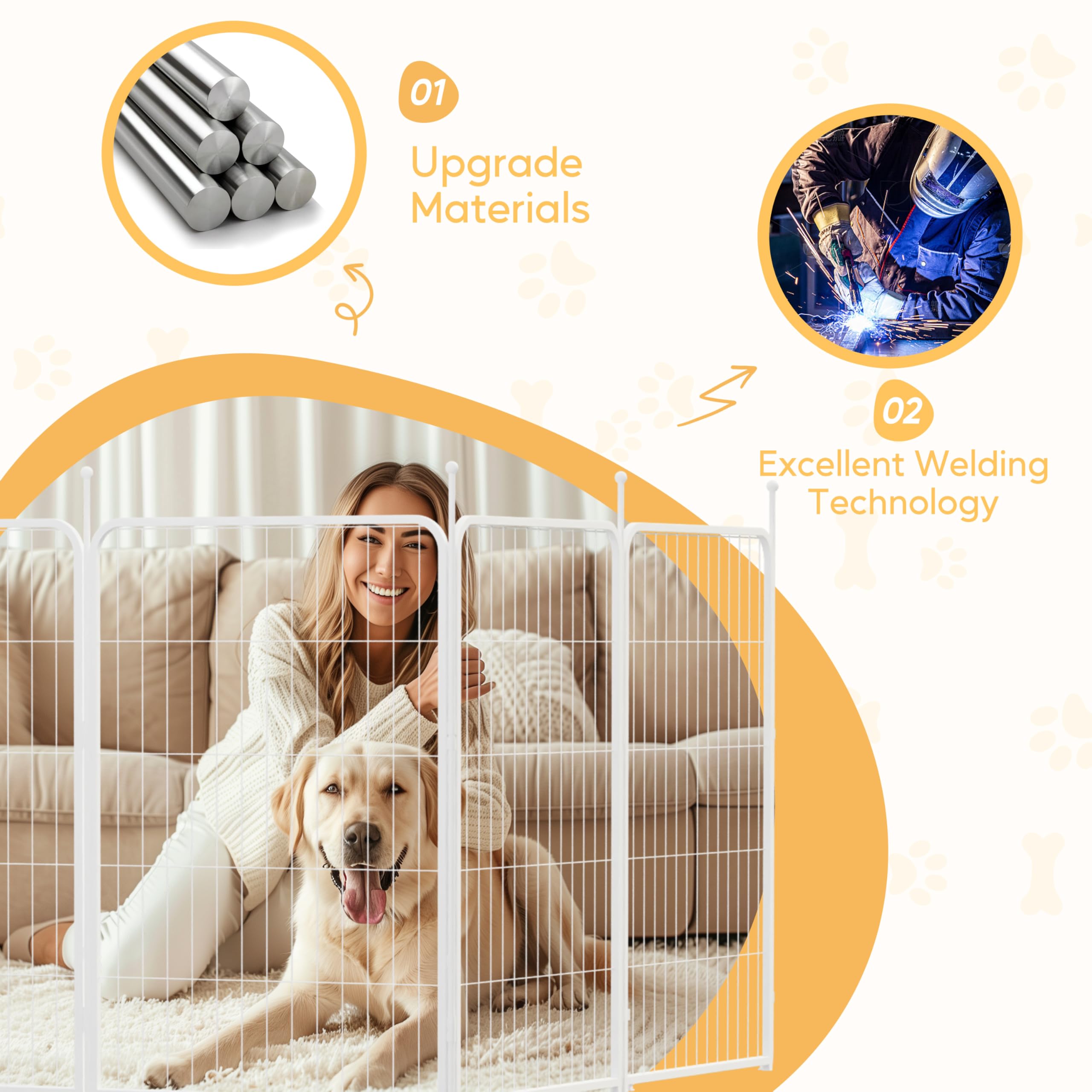 Foto 7 | Parque Infantil Para Perros Simple Deluxe, 40 Cm, 8 Paneles, Blanco Pesado - Venta Internacional.
