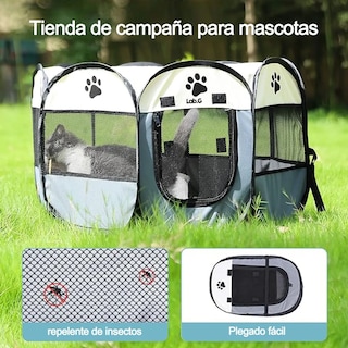 Foto 3 | Casa Corral Portátil 91cm Para Mascotas Perro Área De Juego Gris