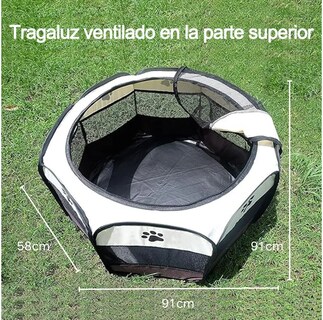 Foto 5 | Casa Corral Portátil 91cm Para Mascotas Perro Área De Juego Gris