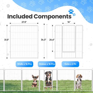 Foto 3 | Parque Infantil Para Perros Simple Deluxe, 80 Cm, 16 Paneles, Interior/exterior, Blanco - Venta Internacional.