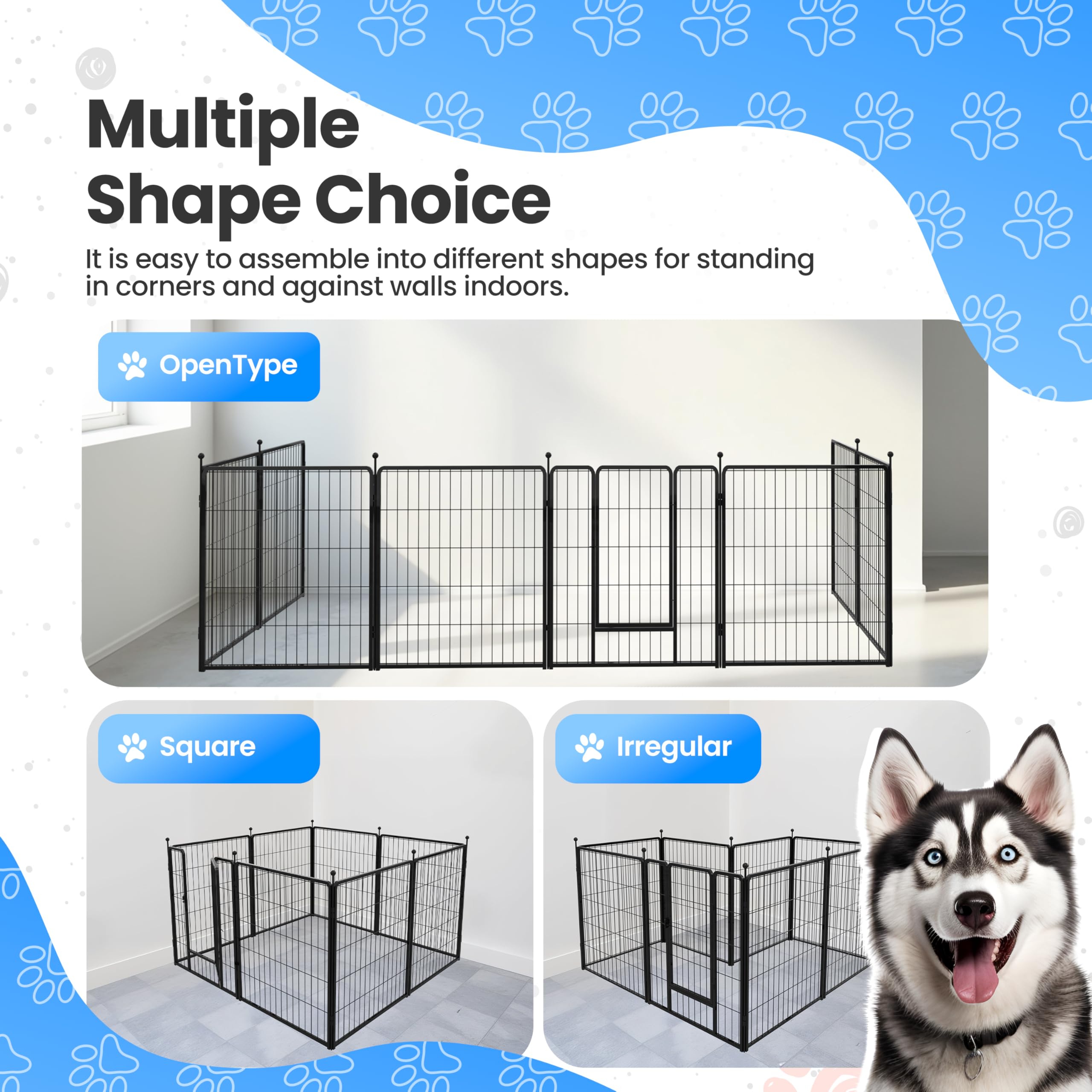 Foto 2 | Parque Infantil Para Perros Simple Deluxe, 80 Cm, 8 Paneles, Interior/exterior, Negro - Venta Internacional.