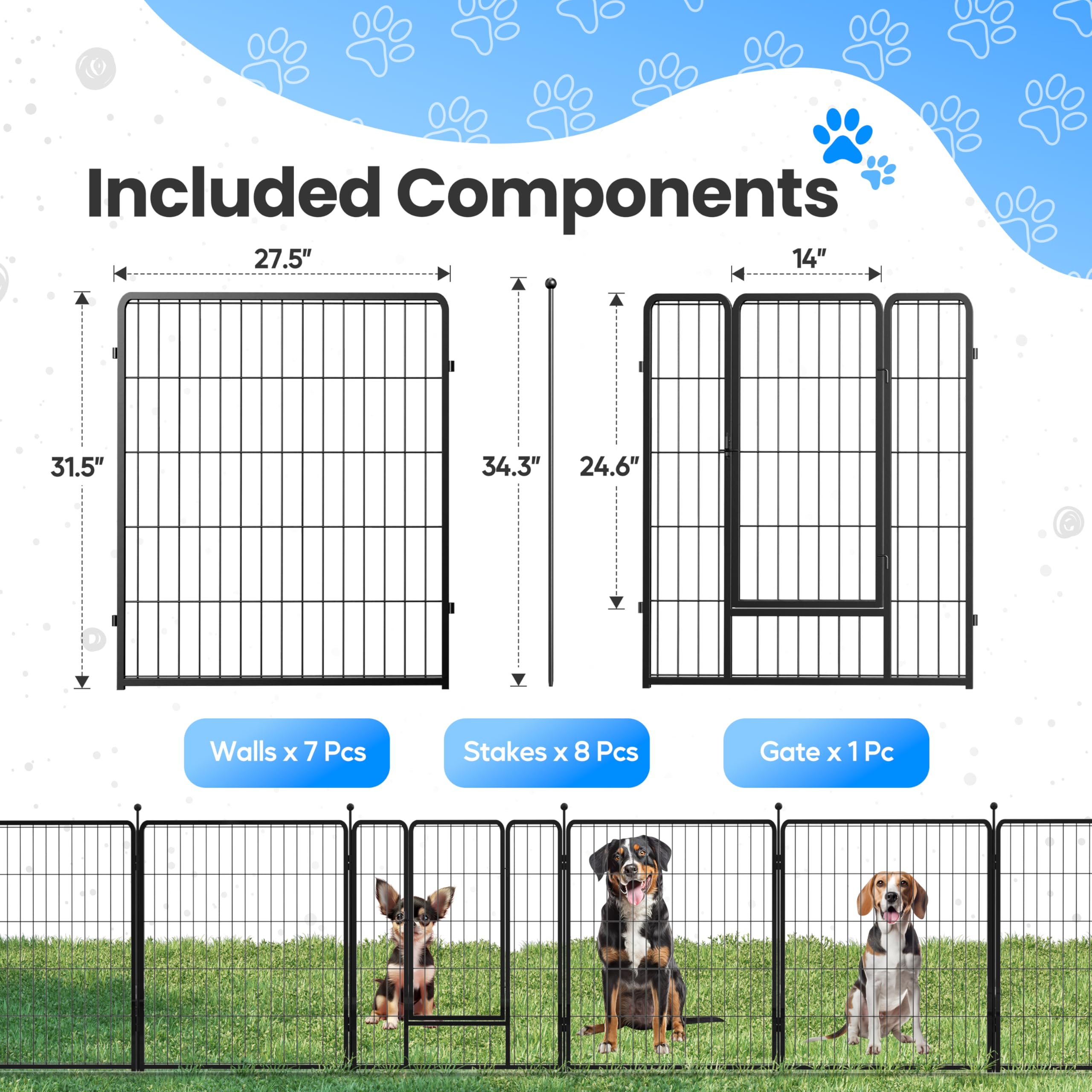 Foto 3 | Parque Infantil Para Perros Simple Deluxe, 80 Cm, 8 Paneles, Interior/exterior, Negro - Venta Internacional.