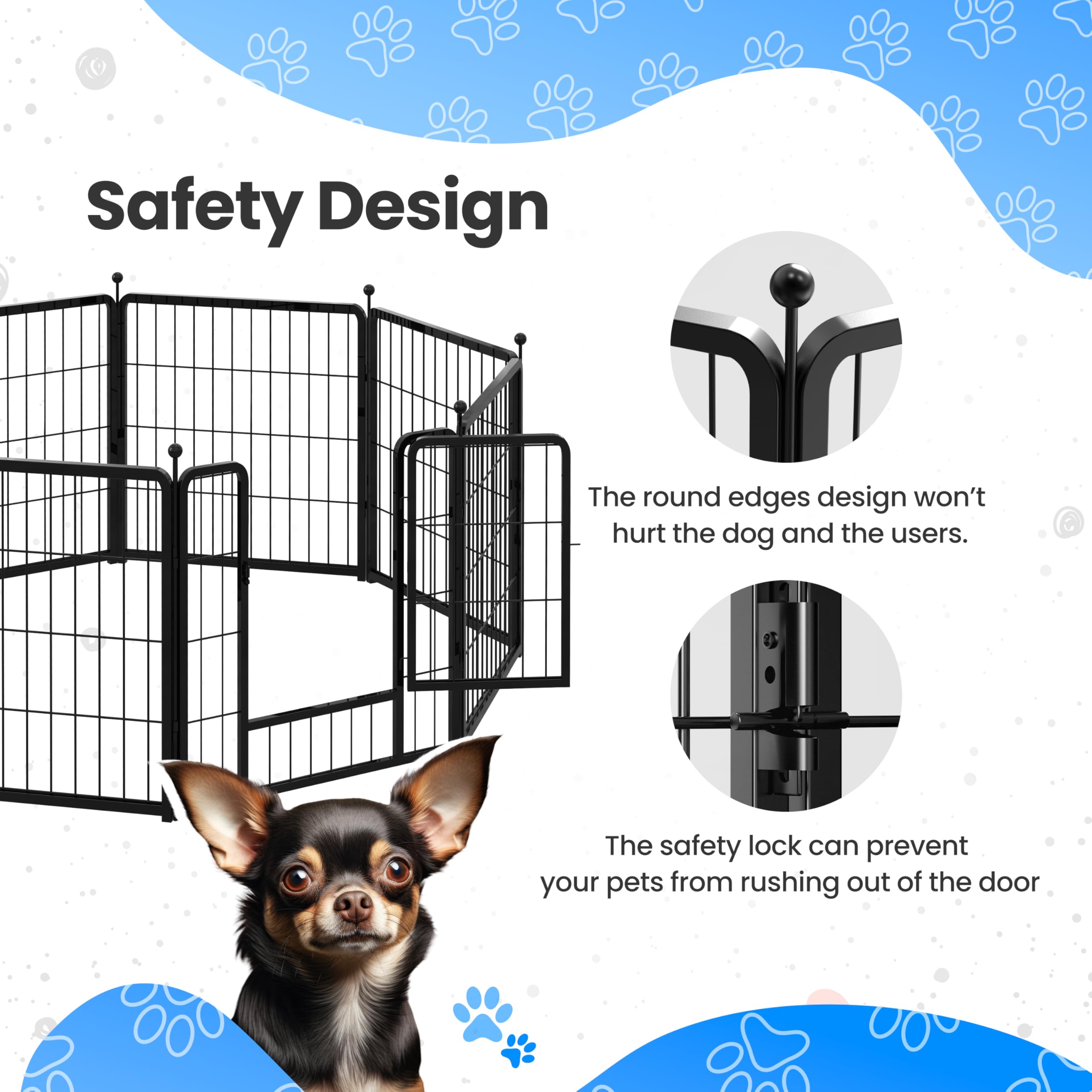 Foto 5 pulgar | Parque Infantil Para Perros Simple Deluxe, 80 Cm, 8 Paneles, Interior/exterior, Negro - Venta Internacional.