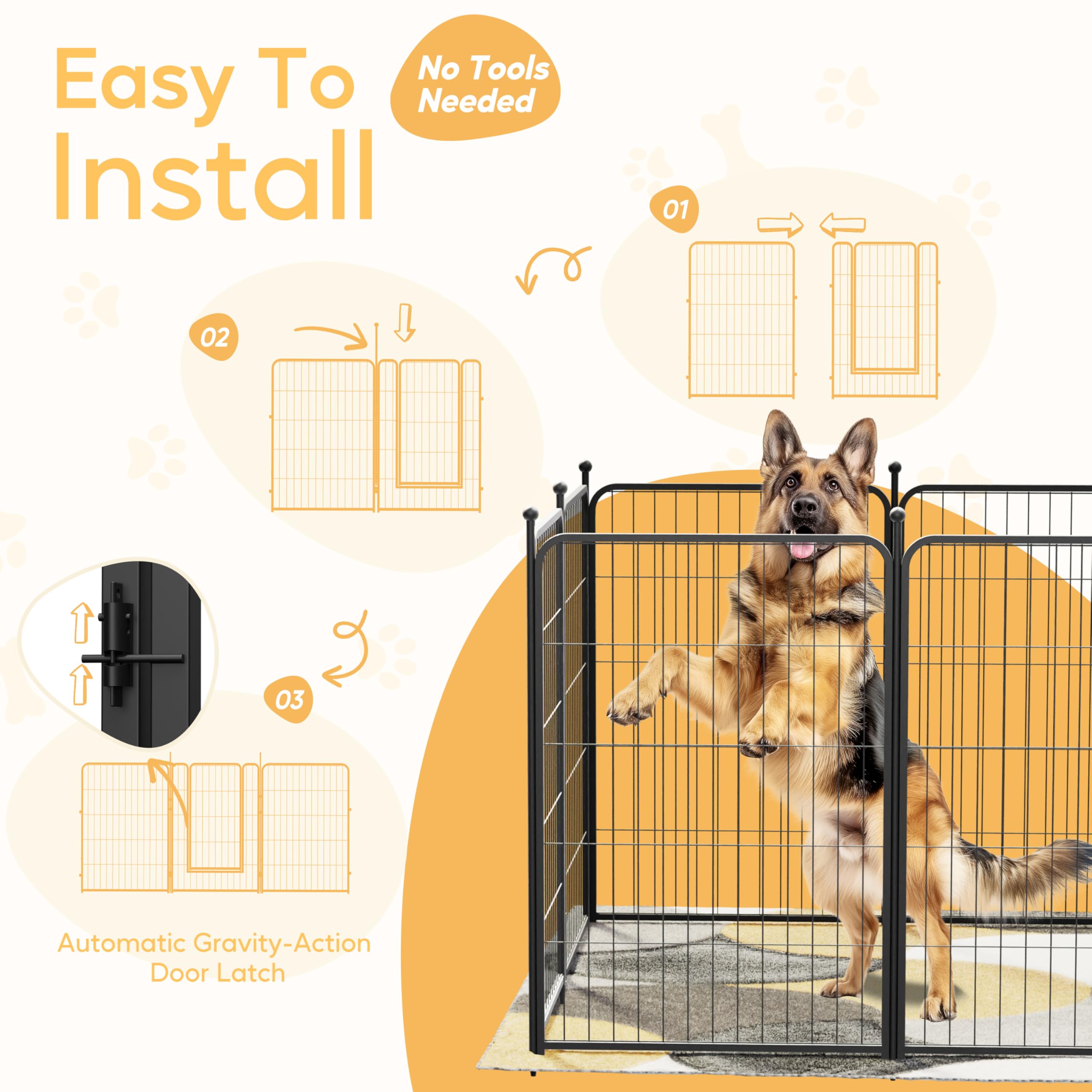 Foto 2 | Parque Infantil Para Perros Simple Deluxe, 8 Paneles, 24 Cm De Altura, Negro - Venta Internacional.