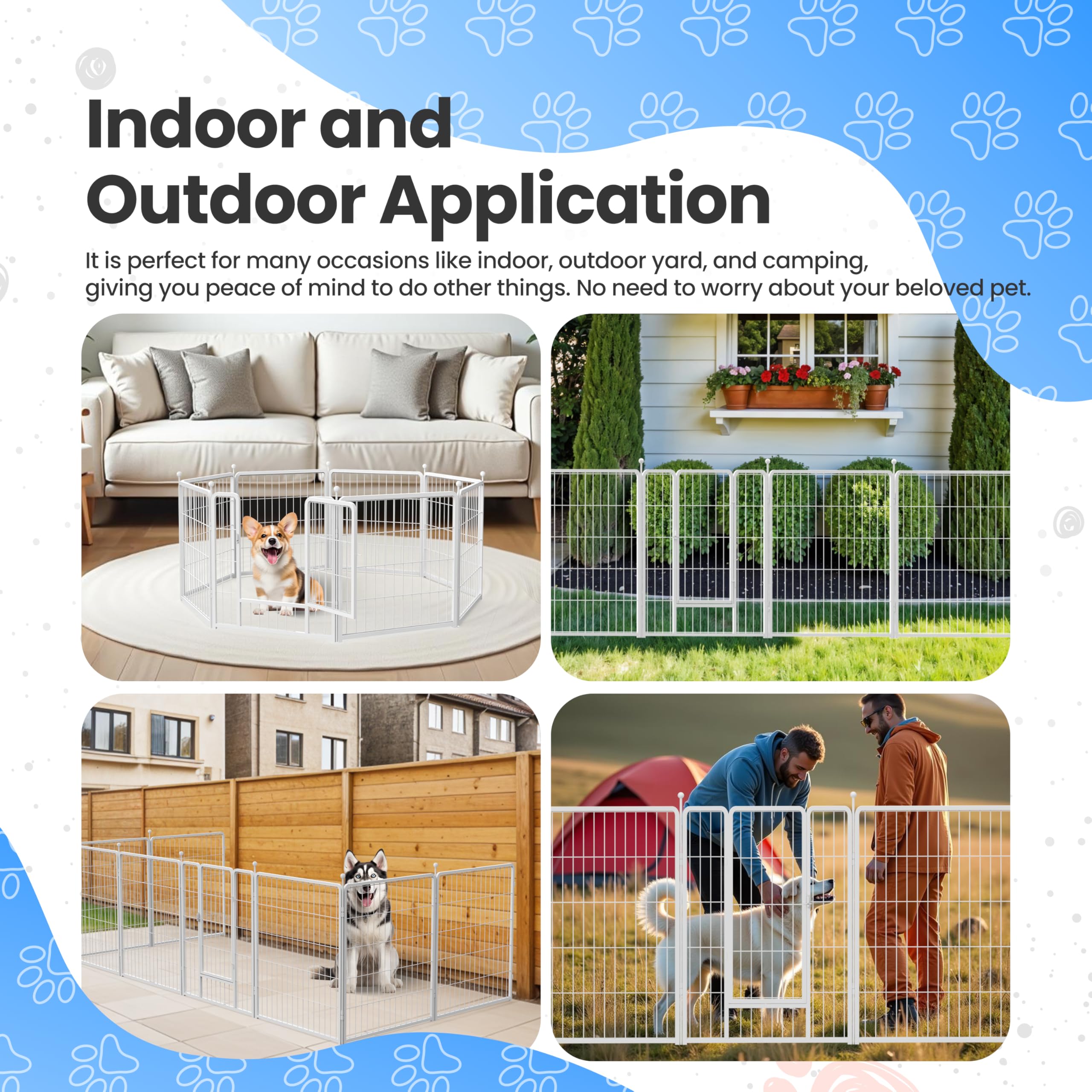 Foto 7 | Parque Infantil Para Perros Simple Deluxe, 60 Cm, 8 Paneles, Interior/exterior, Blanco - Venta Internacional.