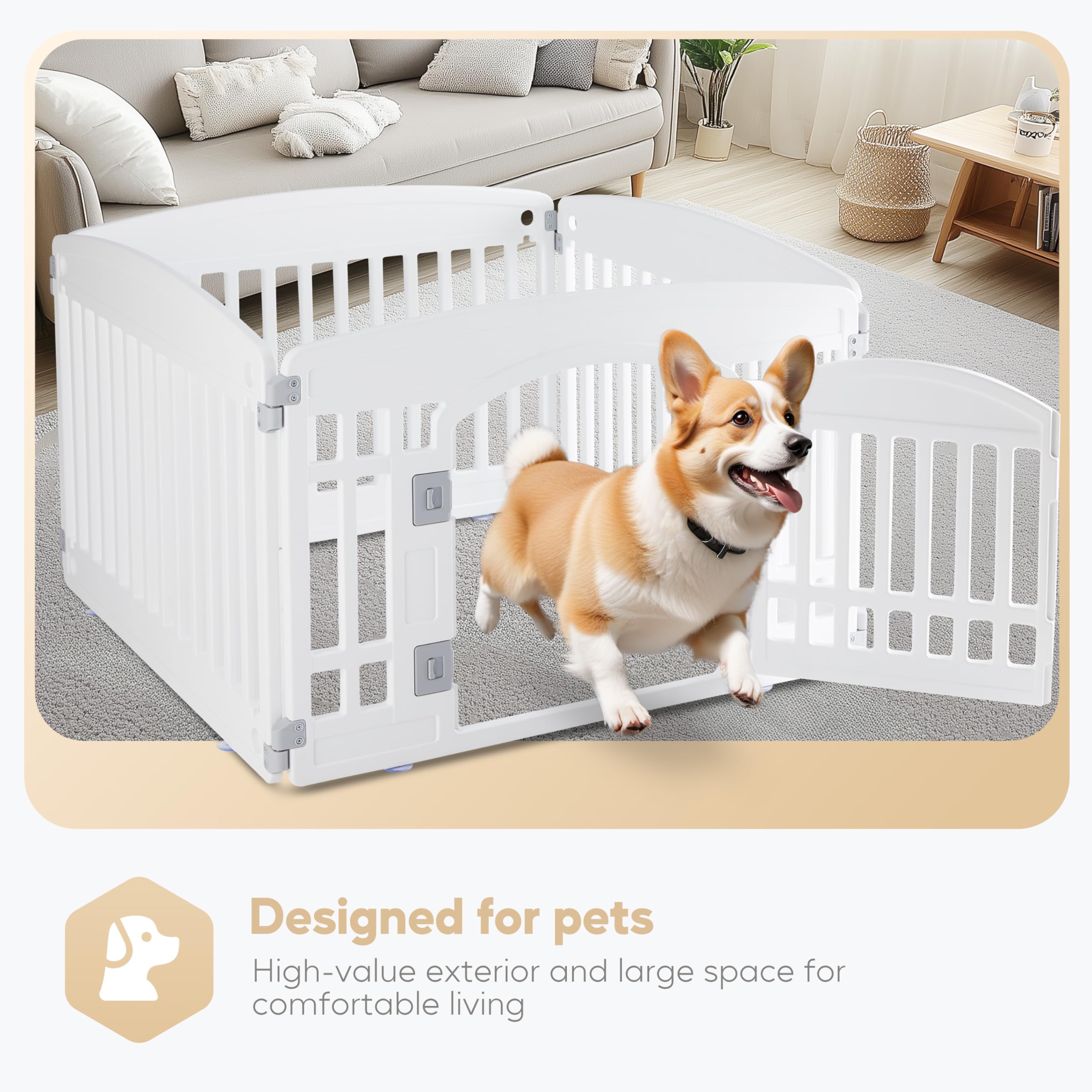 Foto 3 pulgar | Parque Infantil Para Perros Simple Deluxe, 24 Ejercicios, 4 Paneles Con Puerta, Blanco - Venta Internacional.