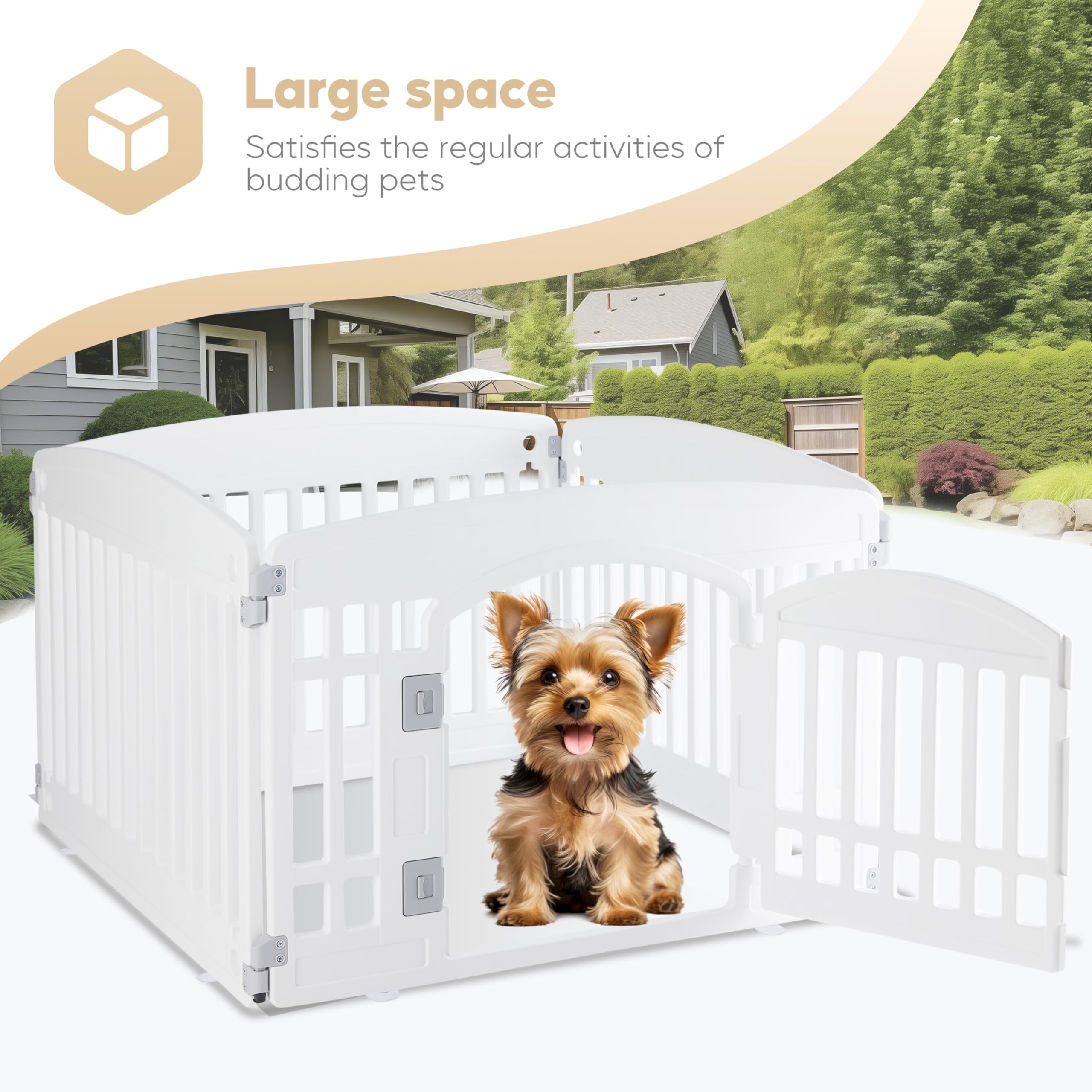 Foto 4 pulgar | Parque Infantil Para Perros Simple Deluxe, 24 Ejercicios, 4 Paneles Con Puerta, Blanco - Venta Internacional.
