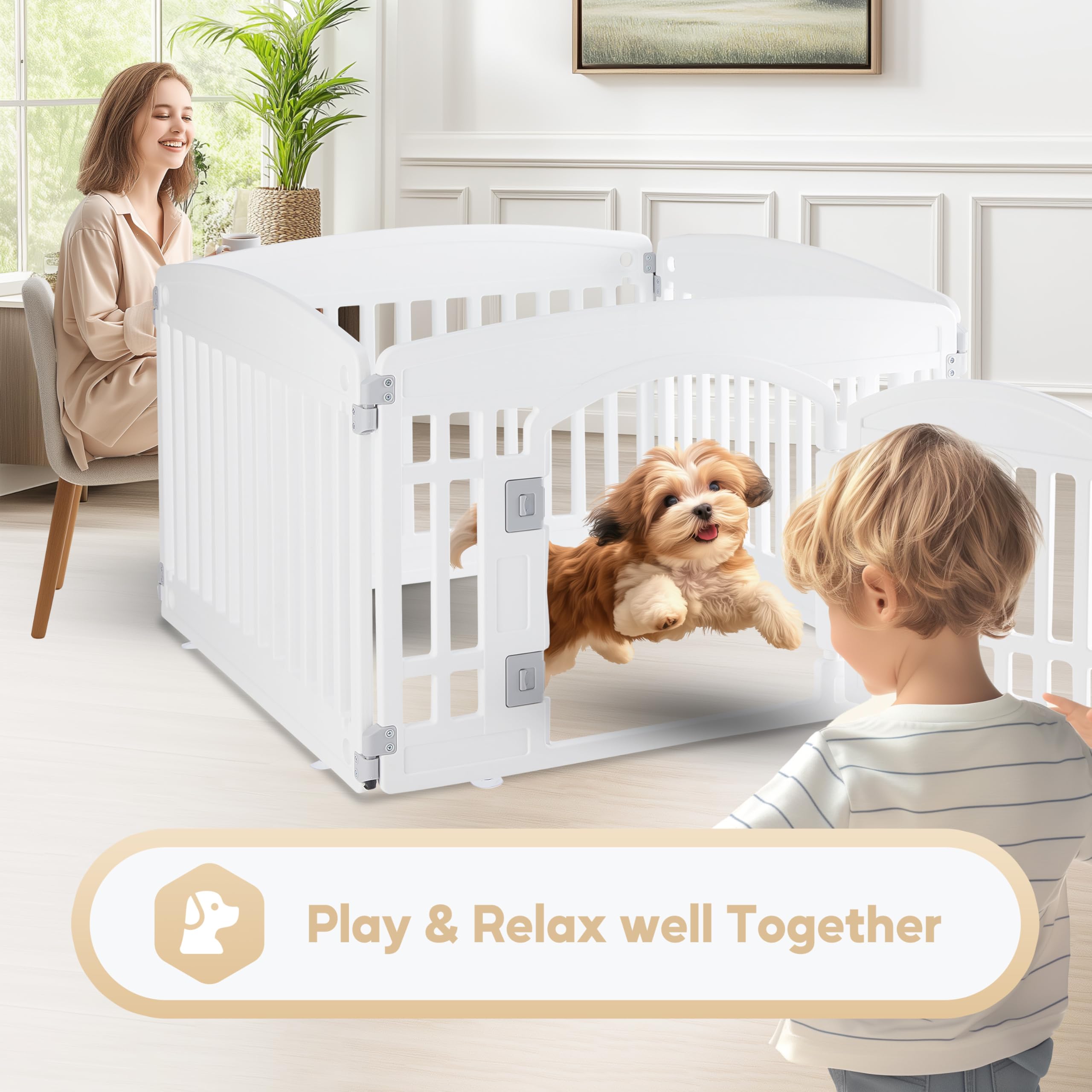 Foto 5 pulgar | Parque Infantil Para Perros Simple Deluxe, 24 Ejercicios, 4 Paneles Con Puerta, Blanco - Venta Internacional.