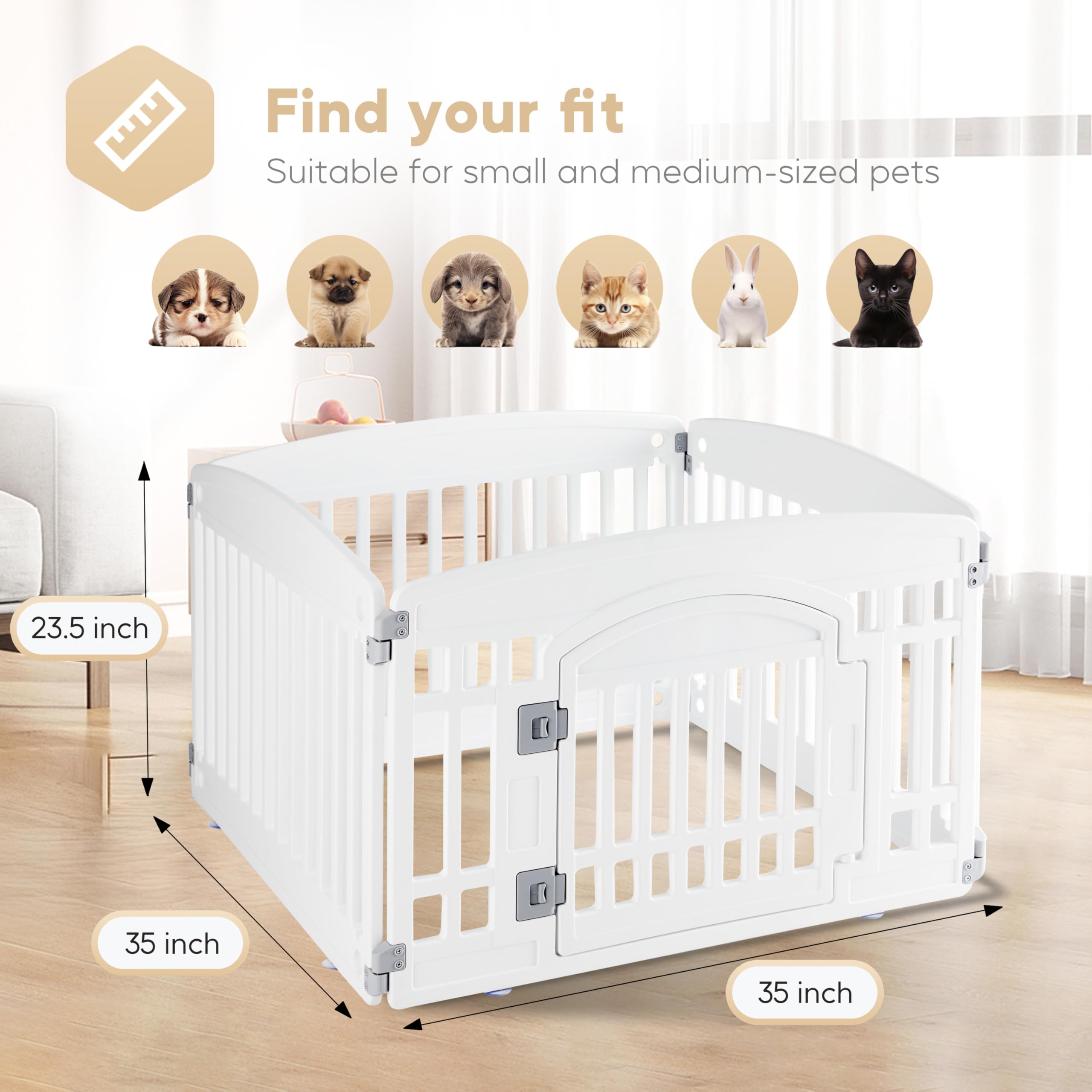 Foto 8 pulgar | Parque Infantil Para Perros Simple Deluxe, 24 Ejercicios, 4 Paneles Con Puerta, Blanco - Venta Internacional.