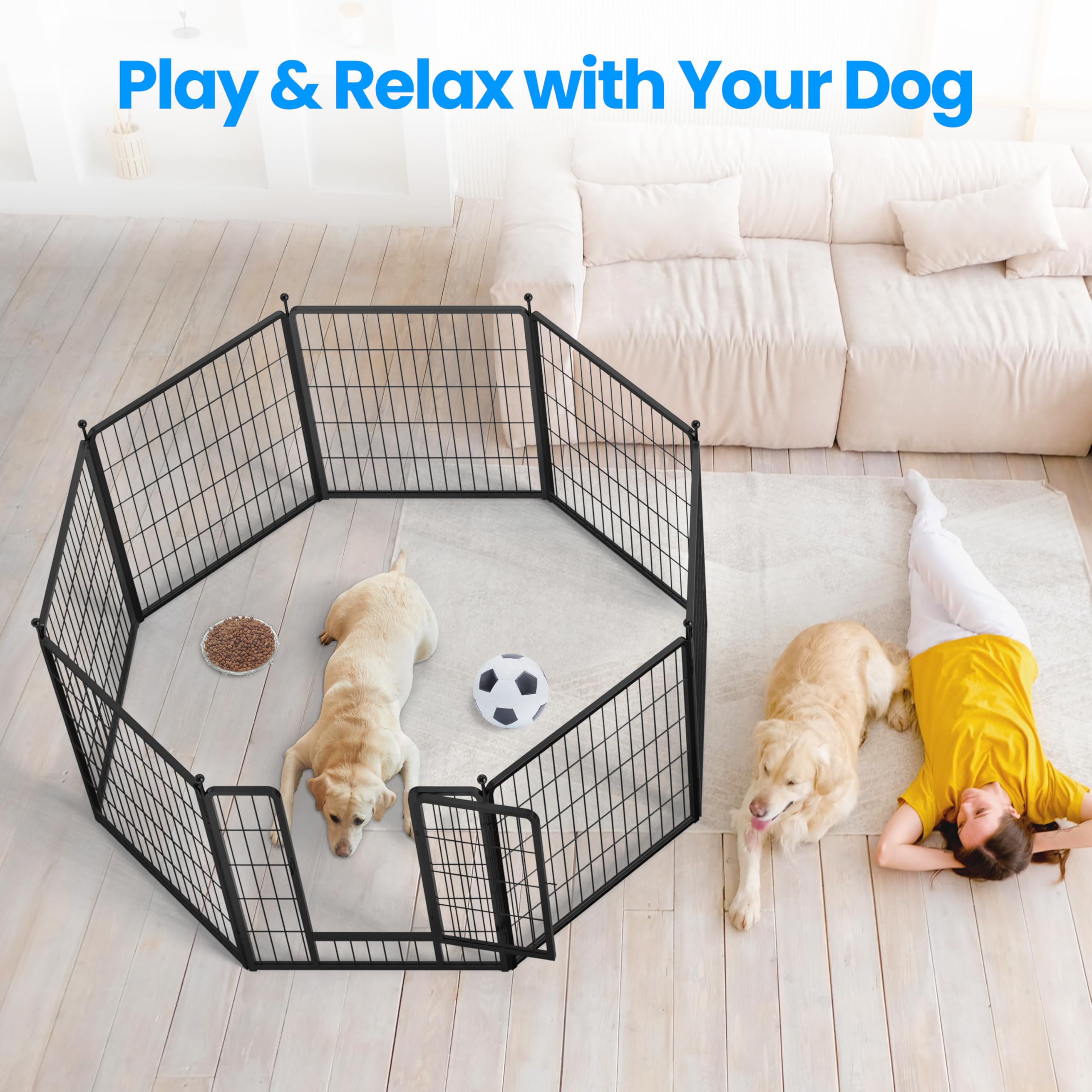 Foto 3 pulgar | Parque Infantil Para Perros Simple Deluxe, 8 Paneles, 32 Cm De Altura, Color Negro - Venta Internacional.