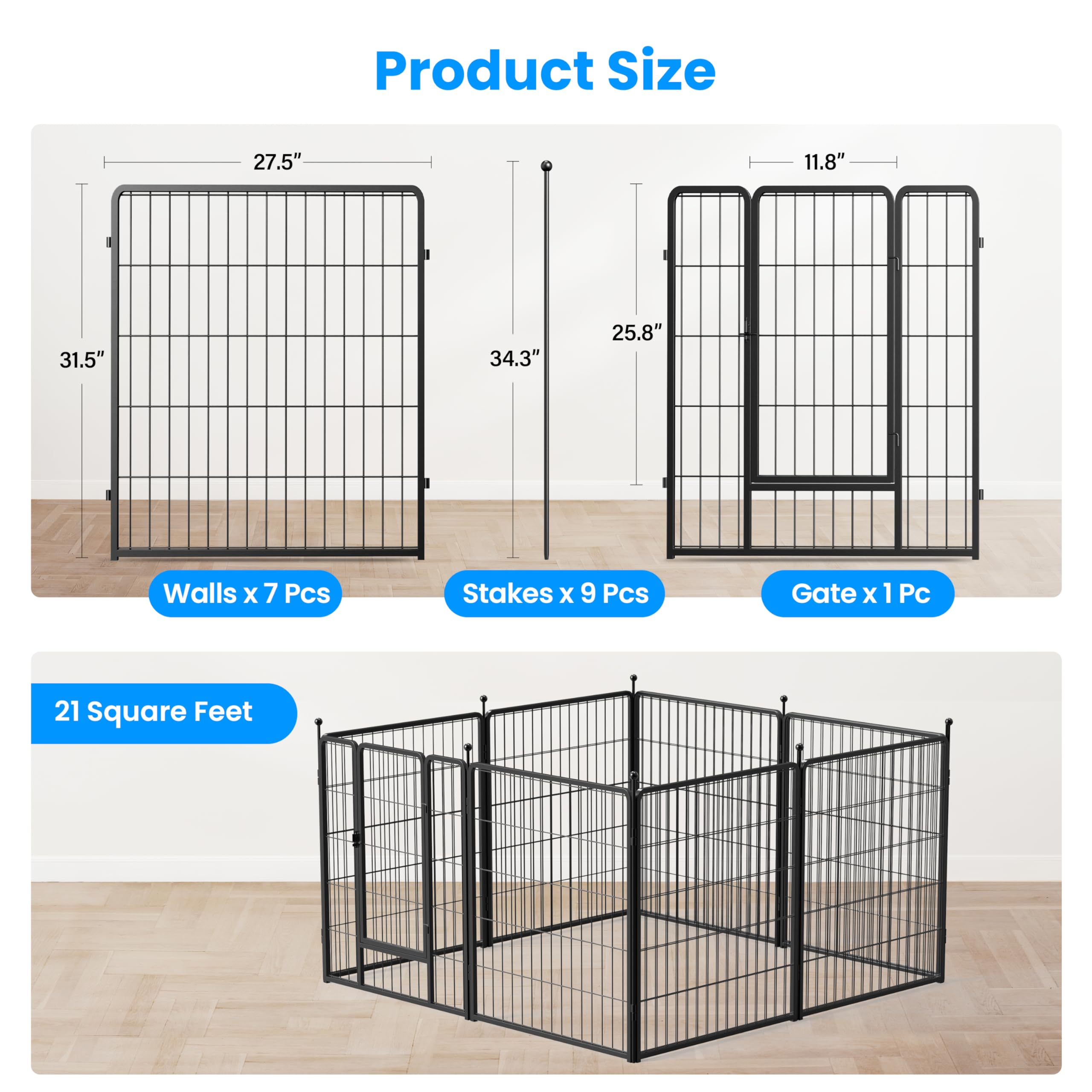 Foto 5 | Parque Infantil Para Perros Simple Deluxe, 8 Paneles, 32 Cm De Altura, Color Negro - Venta Internacional.