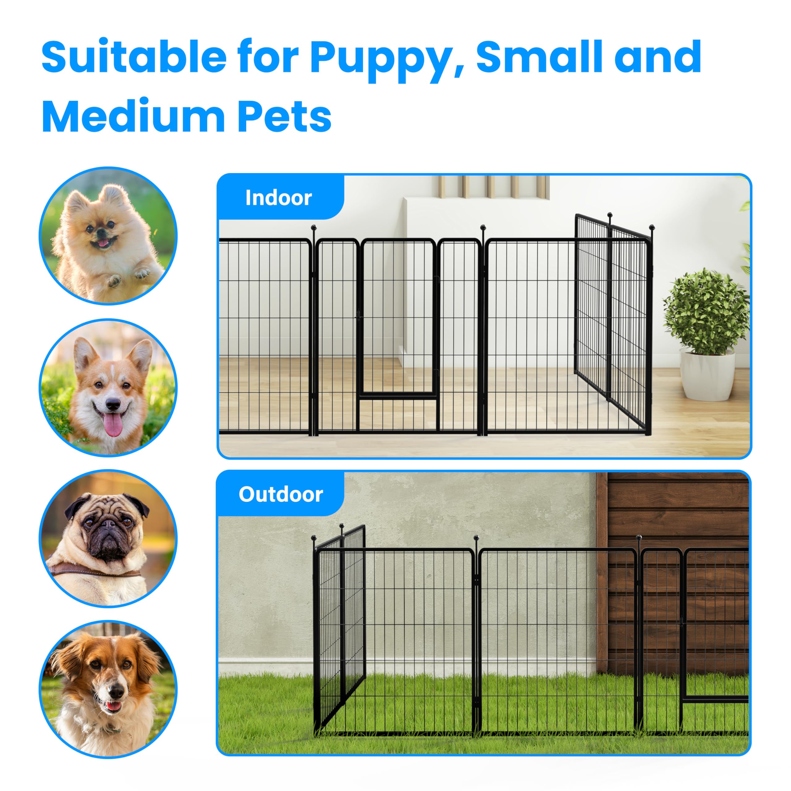 Foto 7 pulgar | Parque Infantil Para Perros Simple Deluxe, 8 Paneles, 32 Cm De Altura, Color Negro - Venta Internacional.