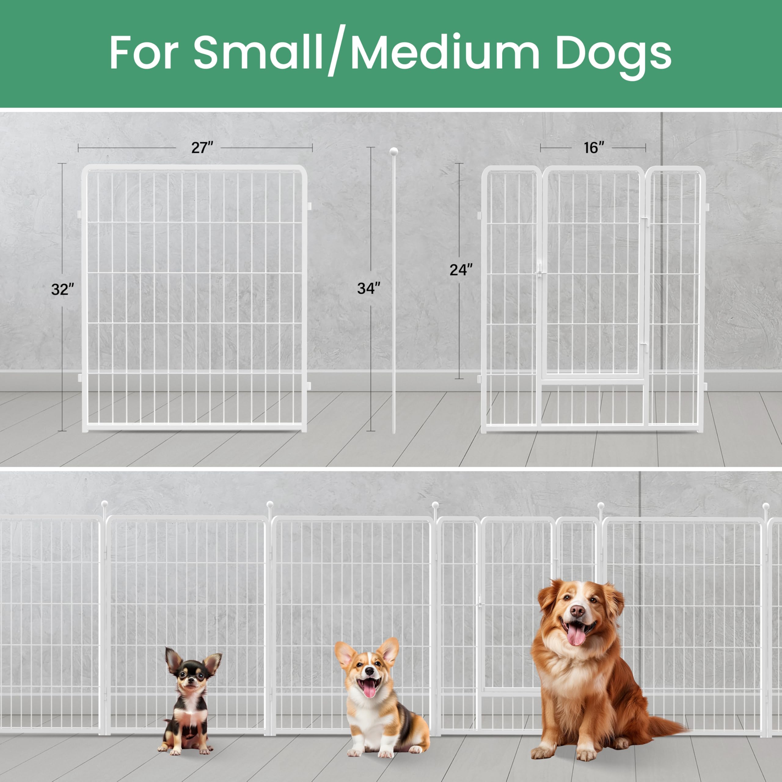 Foto 5 pulgar | Parque Infantil Para Perros Simple Deluxe, 32 Cm De Altura, 8 Paneles, Antioxidante - Venta Internacional.