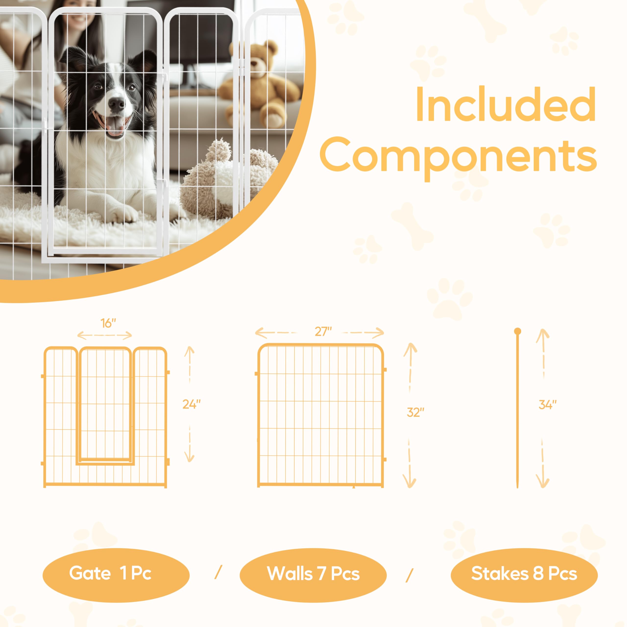 Foto 4 pulgar | Parque Infantil Para Perros Simple Deluxe, 16 Paneles, 32 Cm De Altura, Blanco - Venta Internacional.