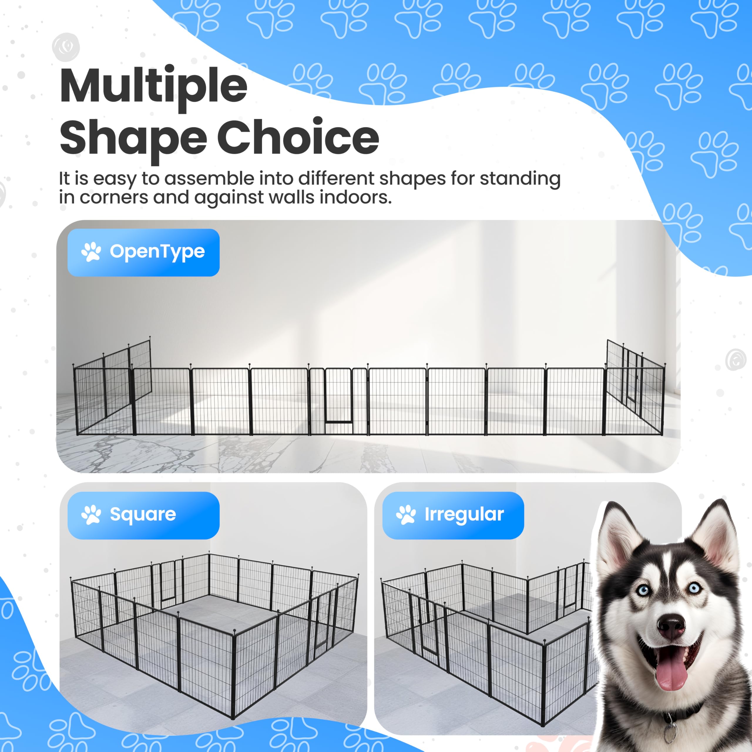 Foto 2 | Parque Infantil Para Perros Simple Deluxe, 80 Cm, 16 Paneles, Interior/exterior, Negro - Venta Internacional.