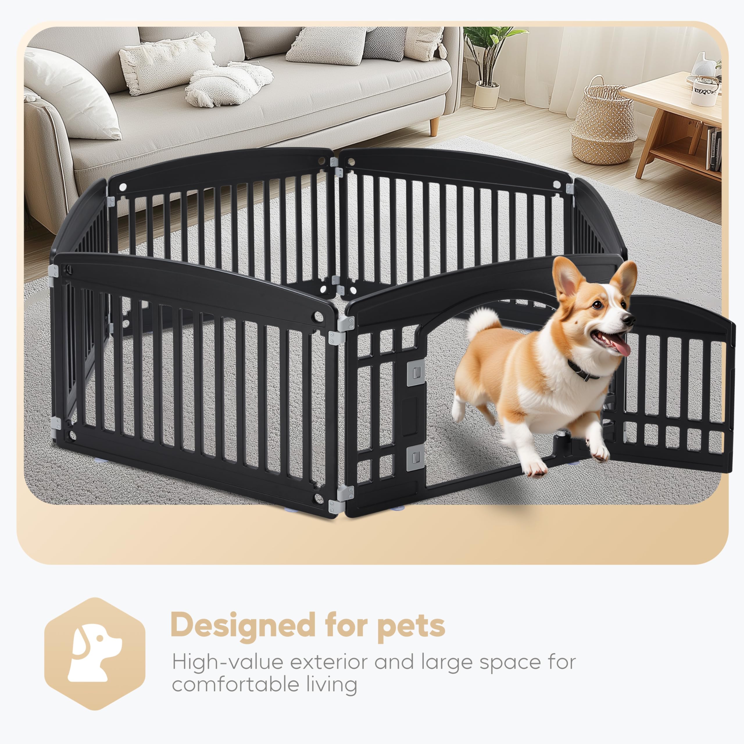 Foto 2 | Parque Infantil Para Perros Simple Deluxe, 24 Ejercicios, 6 Paneles Con Puerta, Negro - Venta Internacional.