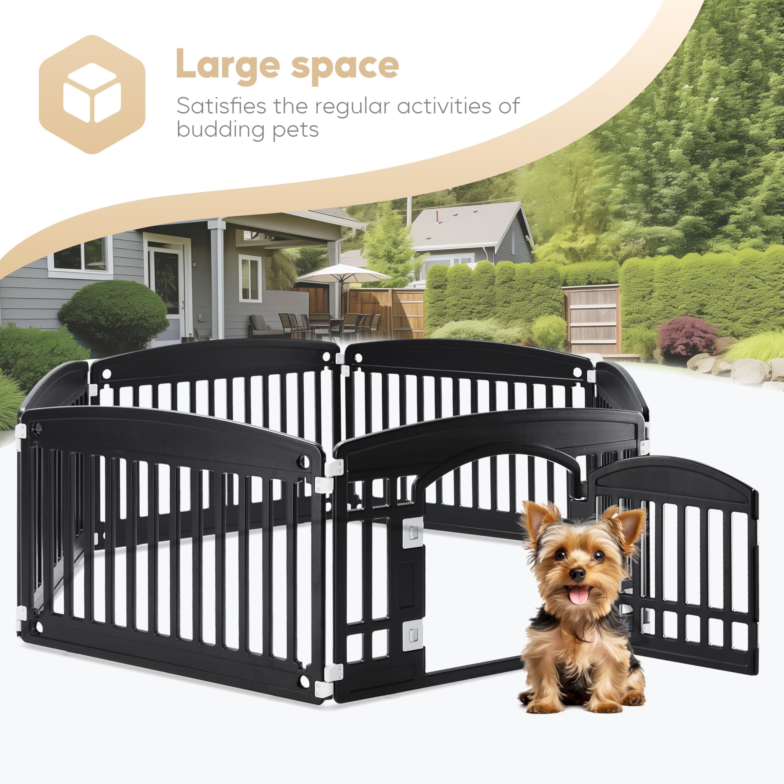 Foto 3 | Parque Infantil Para Perros Simple Deluxe, 24 Ejercicios, 6 Paneles Con Puerta, Negro - Venta Internacional.