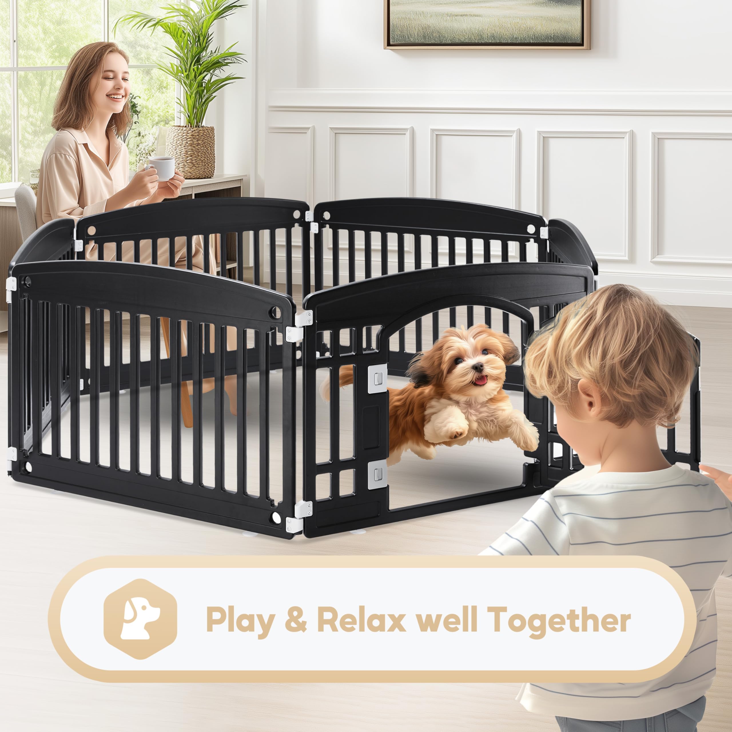 Foto 4 | Parque Infantil Para Perros Simple Deluxe, 24 Ejercicios, 6 Paneles Con Puerta, Negro - Venta Internacional.