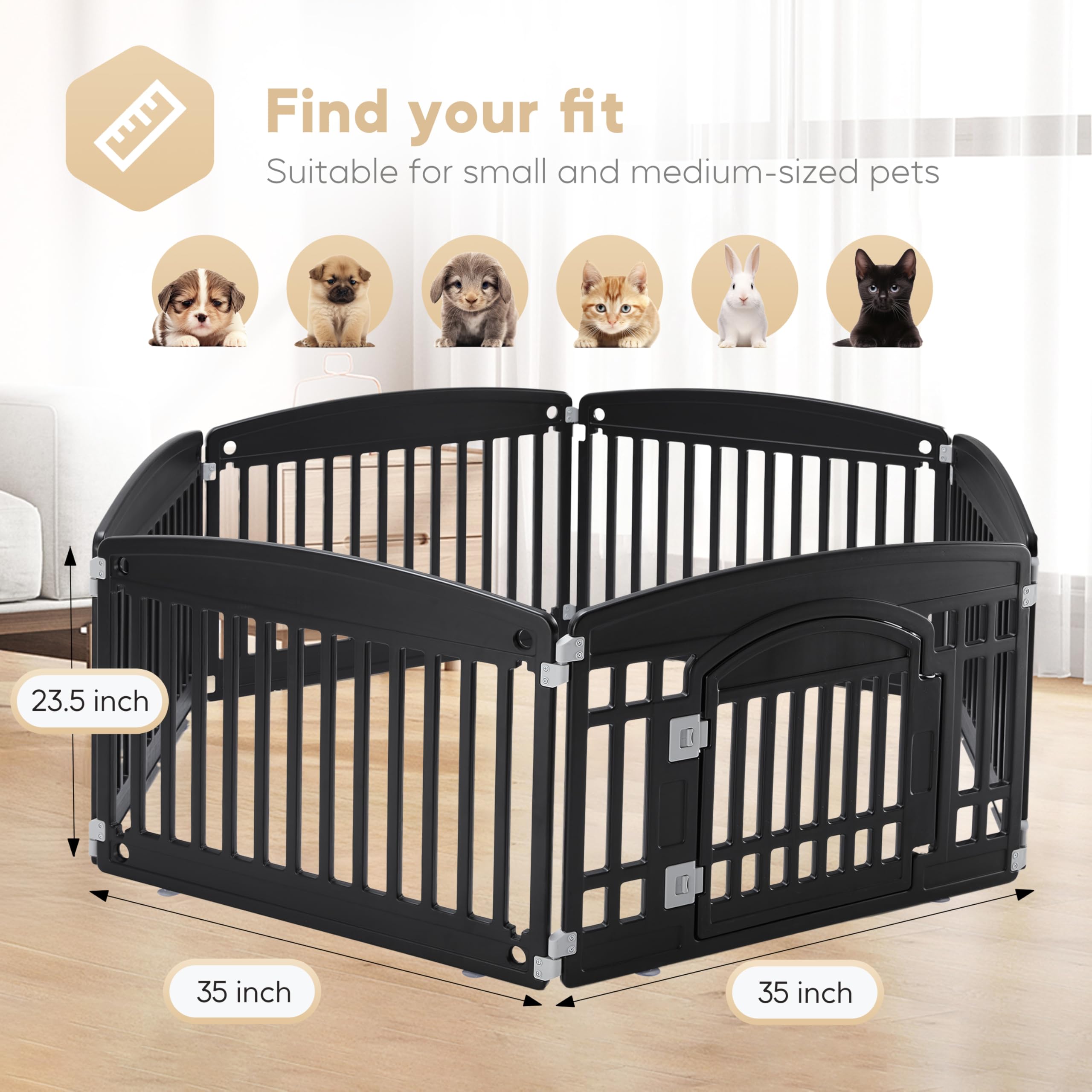 Foto 7 | Parque Infantil Para Perros Simple Deluxe, 24 Ejercicios, 6 Paneles Con Puerta, Negro - Venta Internacional.