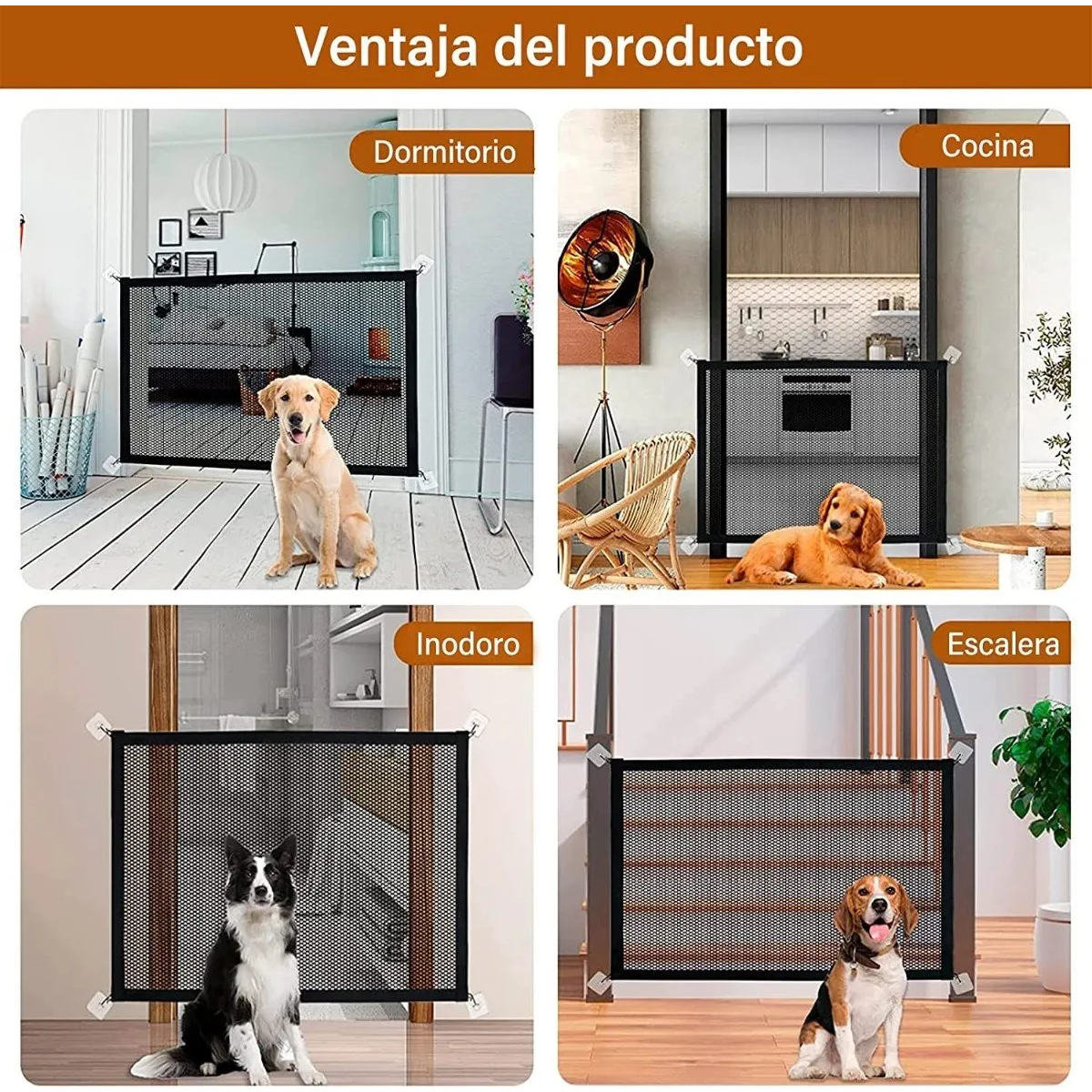 Foto 4 pulgar | Puerta Para Perros  Mascotas Y Bebes Malla Interior，2 Piezas Eo Safe Imports Esi-20231 Negro