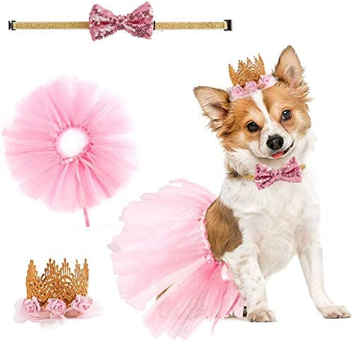 Foto 4 | Gorro Con Corona De Cumpleaños Para Perros, Bonito Vestido Para Mascotas Yuki Pink - Venta Internacional.