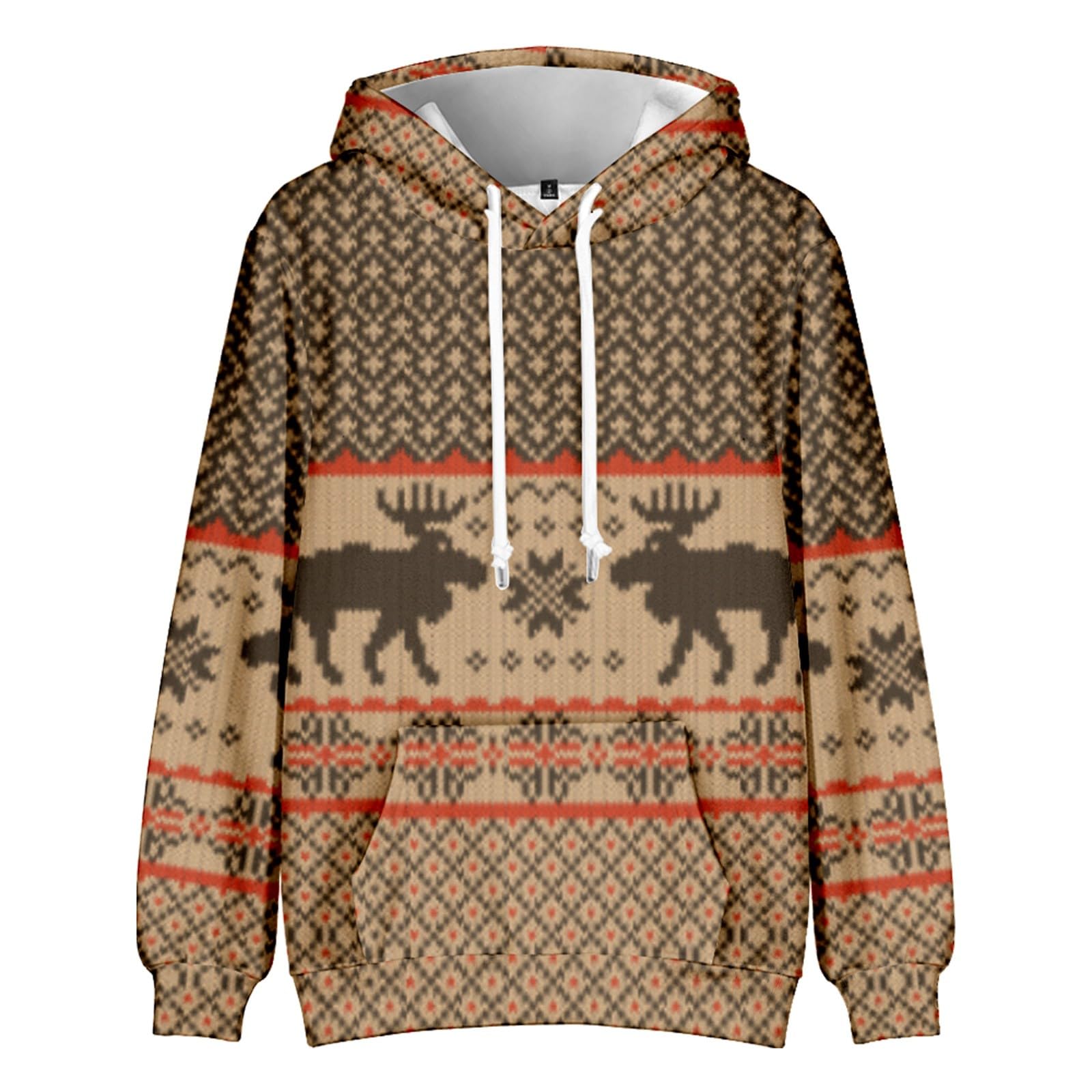 Foto 4 pulgar | Sudadera Con Capucha Para Hombre Con Estampado Navideño De Copos De Nieve Y Renos - Venta Internacional.