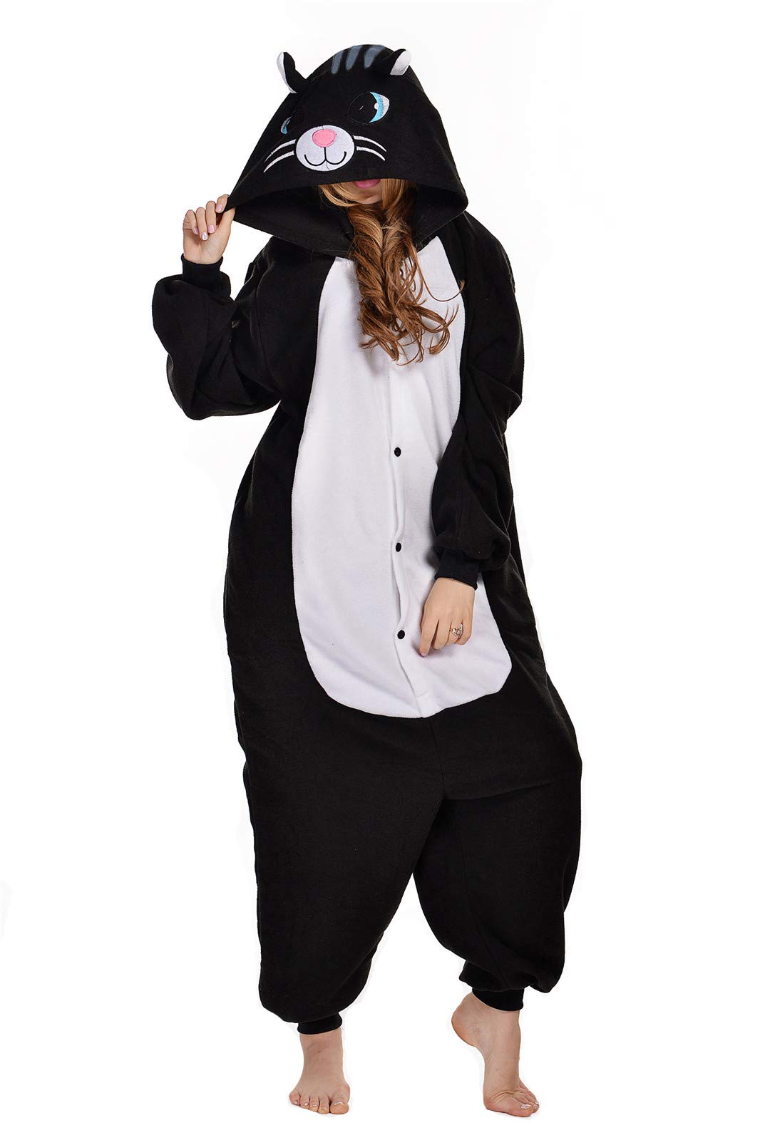 Foto 2 | Disfraz De Mono Newcosplay Con Forma De Animal, Pijama De Felpa, Gato Negro, Adulto - Venta Internacional.