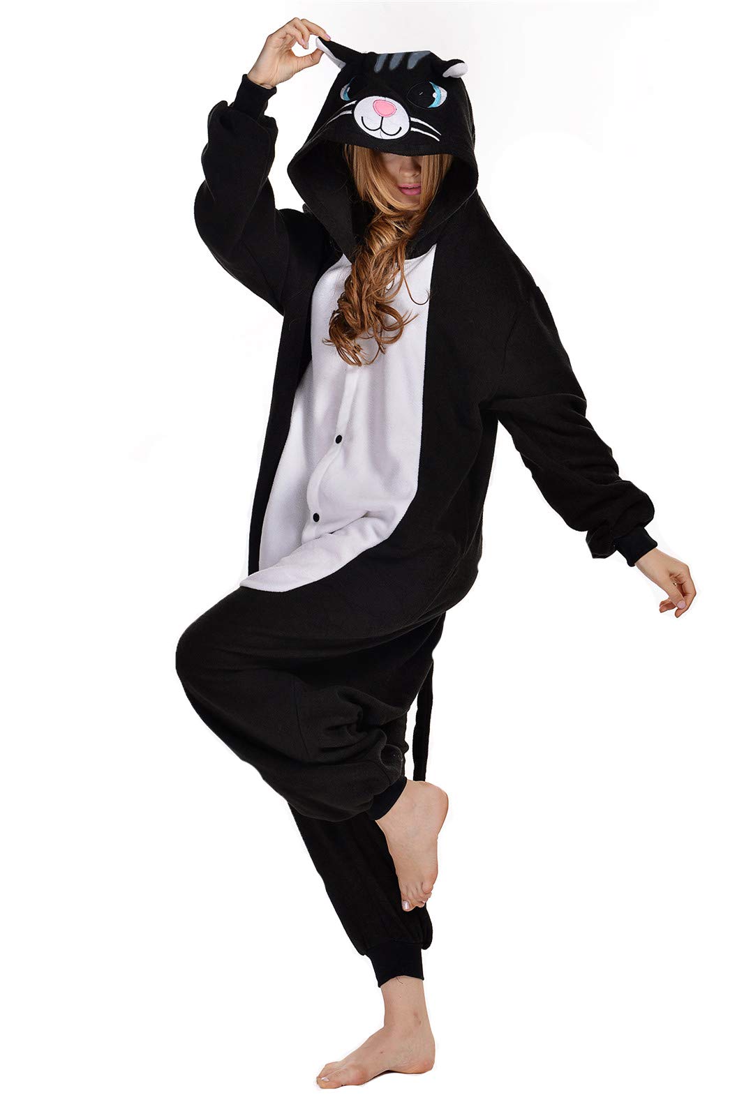 Foto 3 | Disfraz De Mono Newcosplay Con Forma De Animal, Pijama De Felpa, Gato Negro, Adulto - Venta Internacional.