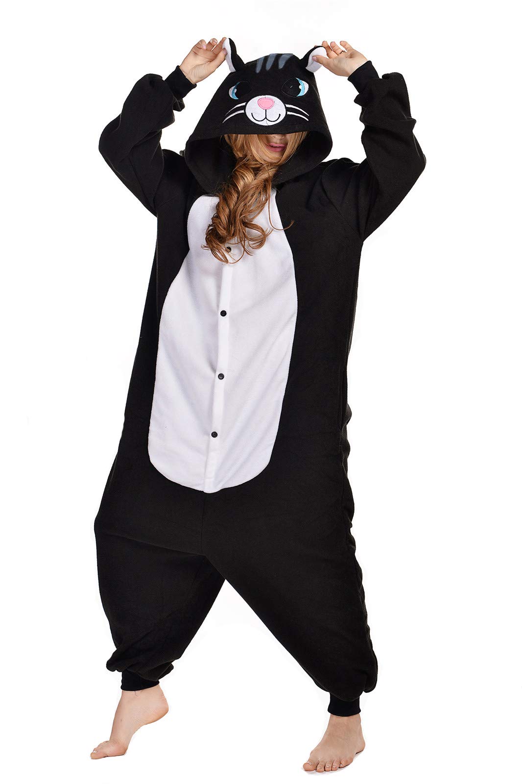 Foto 5 | Disfraz De Mono Newcosplay Con Forma De Animal, Pijama De Felpa, Gato Negro, Adulto - Venta Internacional.
