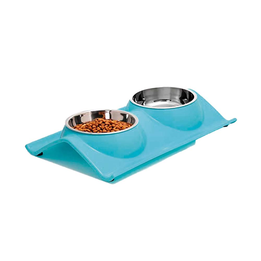 Tazón Doble Wolfi para Perro color Azul